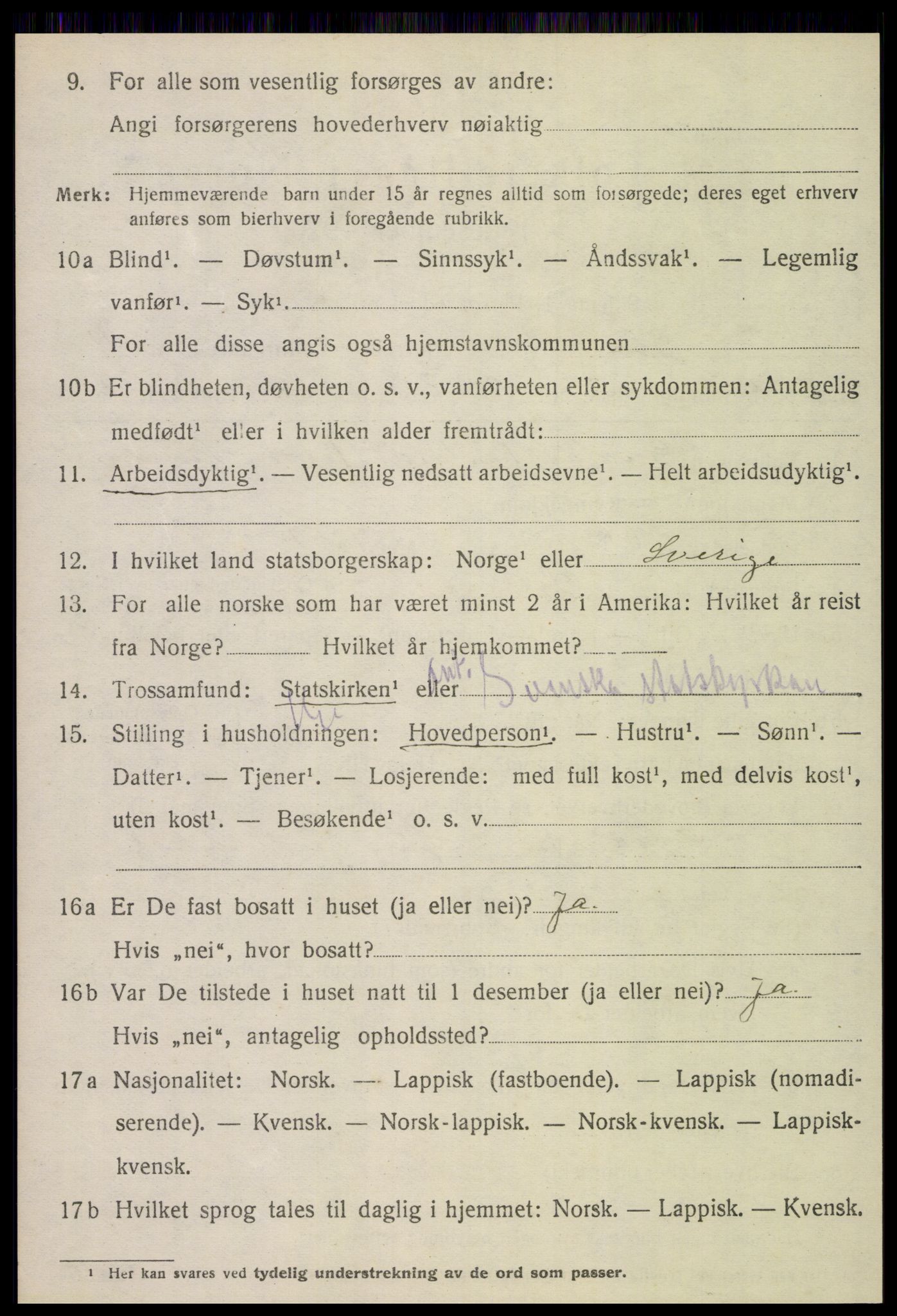 SAT, 1920 census for Grong, 1920, p. 6516