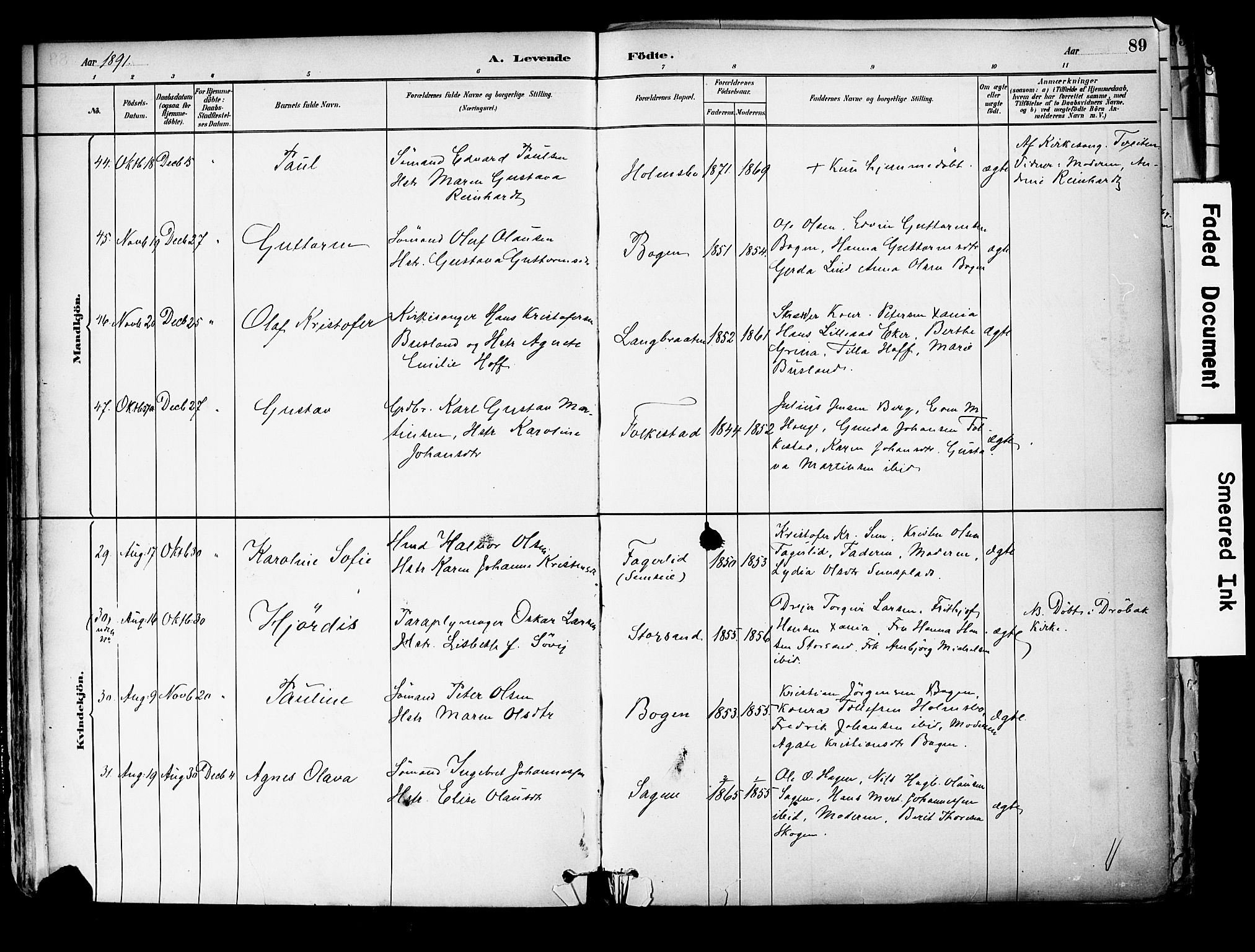 Hurum kirkebøker, SAKO/A-229/F/Fa/L0014: Parish register (official) no. 14, 1882-1895, p. 89