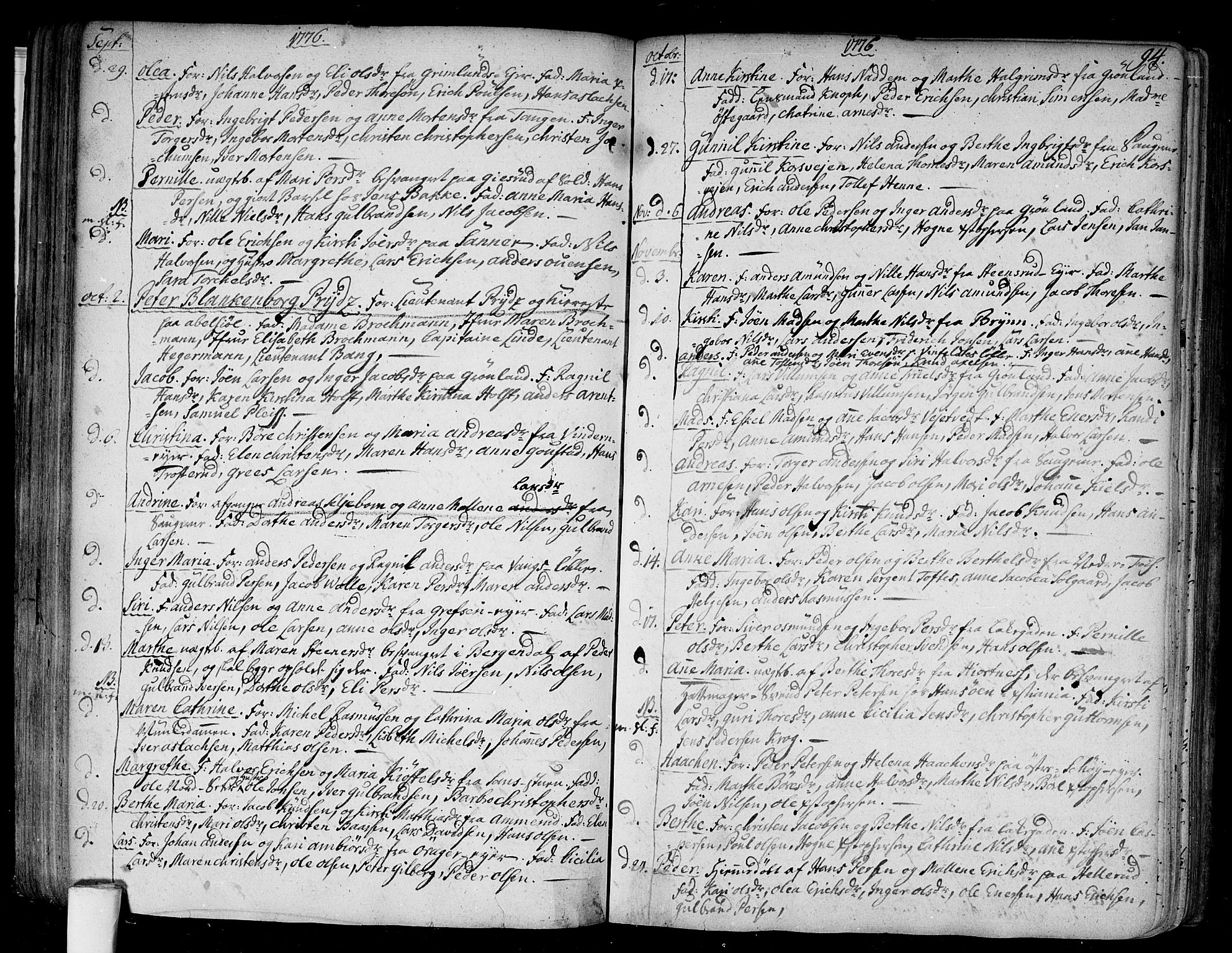 Aker prestekontor kirkebøker, SAO/A-10861/F/L0009: Parish register (official) no. 9, 1765-1785, p. 94