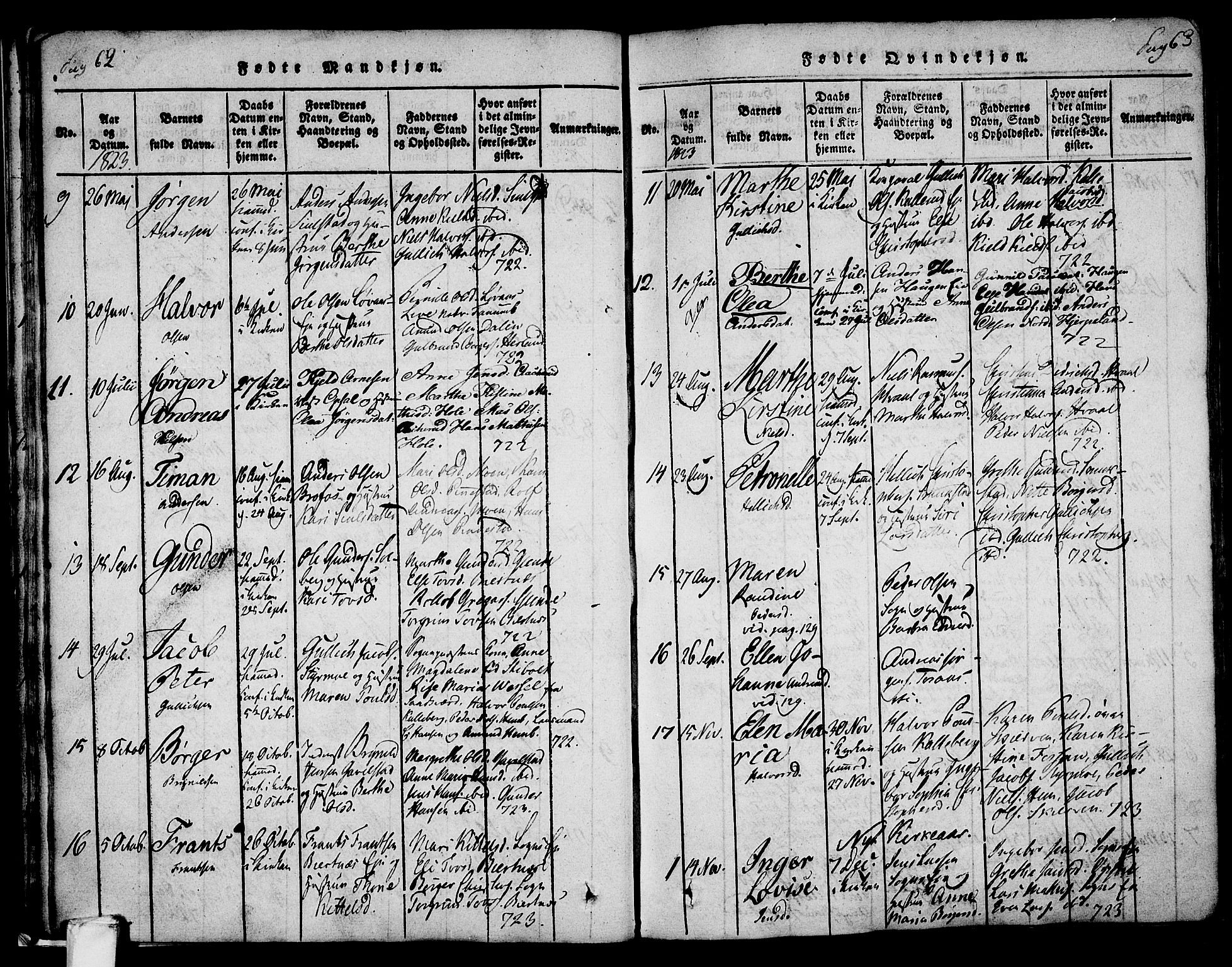 Lardal kirkebøker, AV/SAKO-A-350/F/Fa/L0005: Parish register (official) no. I 5, 1814-1835, p. 62-63