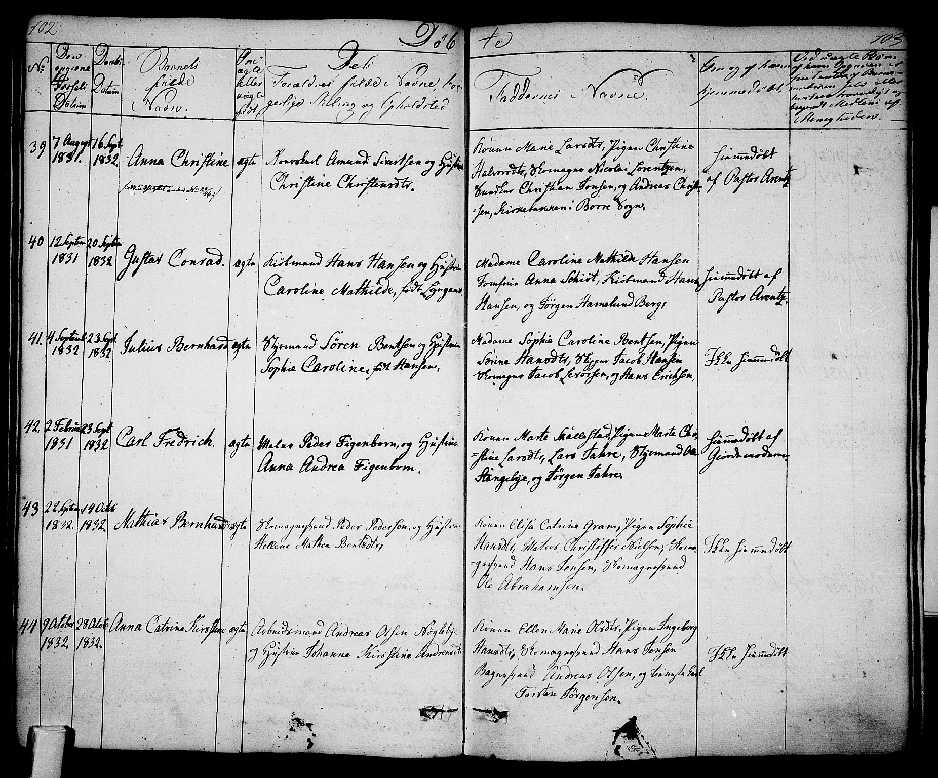 Tønsberg kirkebøker, SAKO/A-330/F/Fa/L0005: Parish register (official) no. I 5, 1827-1836, p. 102-103