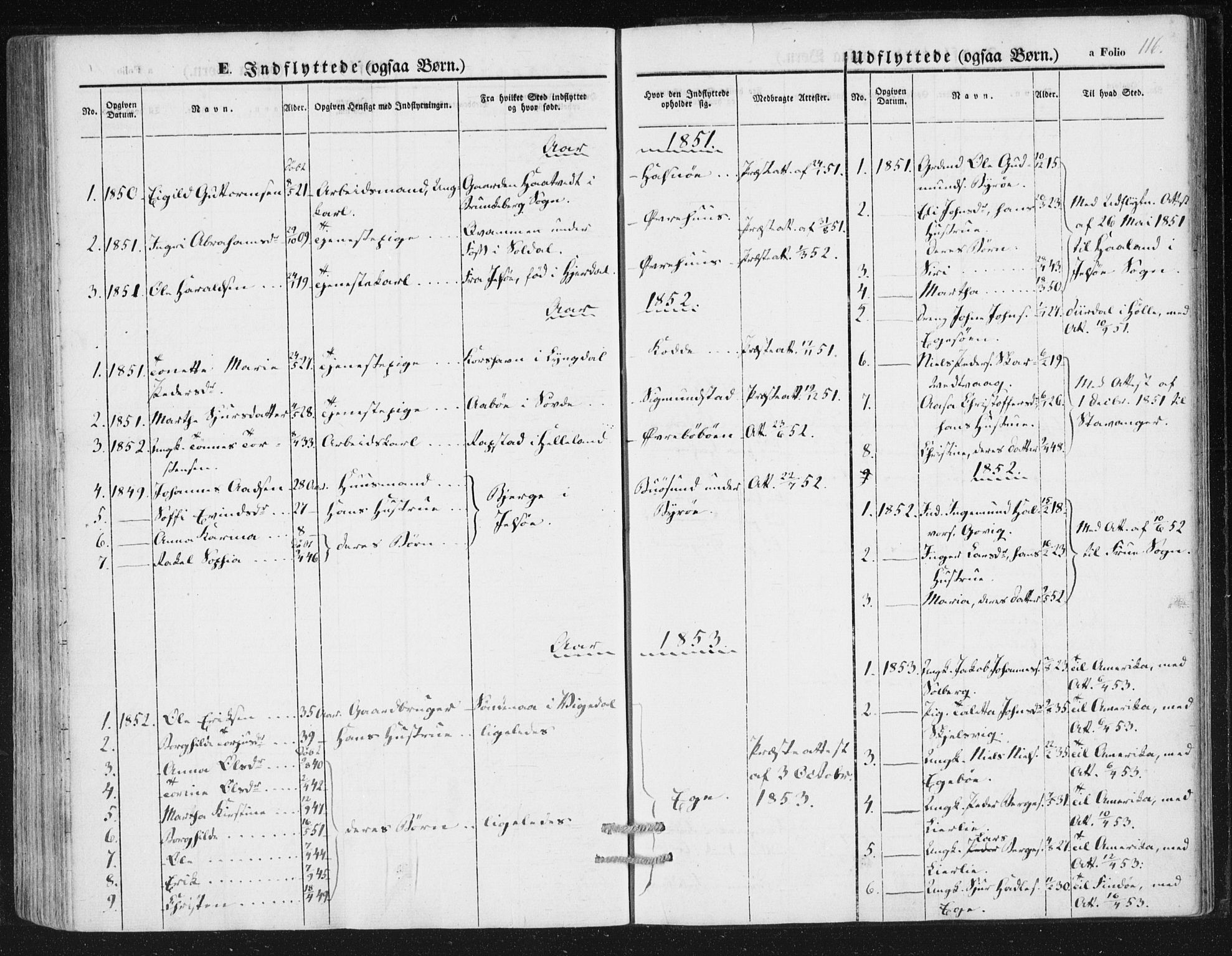 Hjelmeland sokneprestkontor, SAST/A-101843/01/IV/L0010: Parish register (official) no. A 10, 1851-1871, p. 116