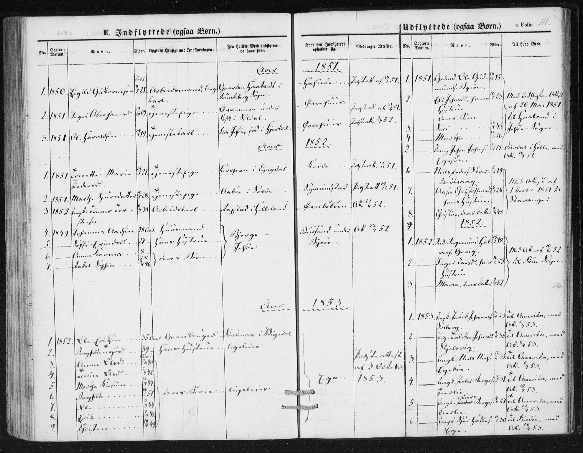 Hjelmeland sokneprestkontor, AV/SAST-A-101843/01/IV/L0010: Parish register (official) no. A 10, 1851-1871, p. 116