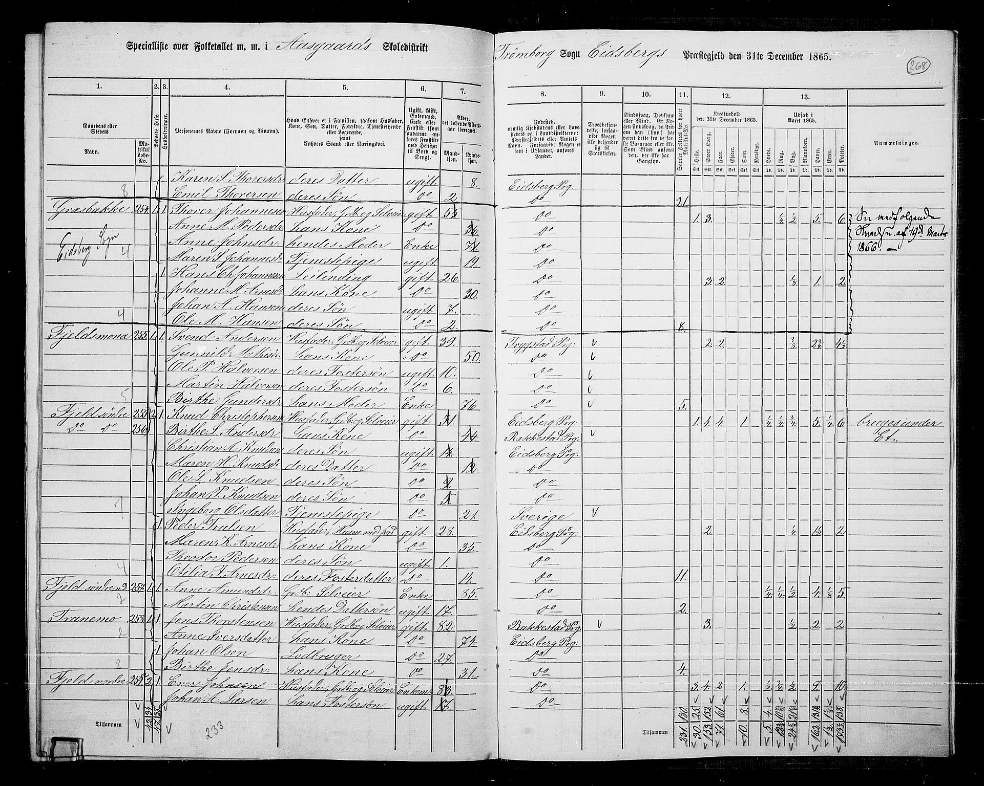 RA, 1865 census for Eidsberg, 1865, p. 244