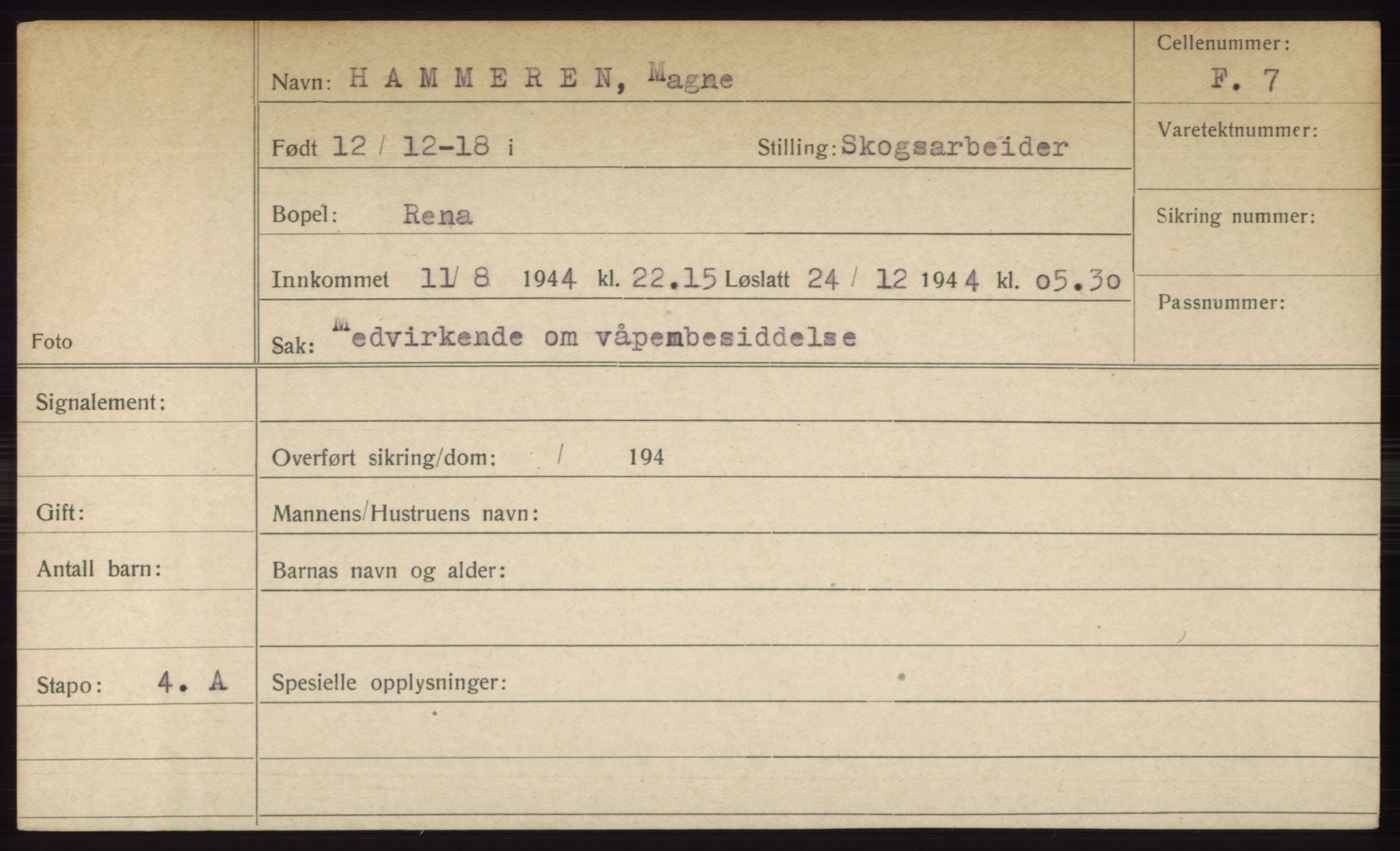 Statspolitiet - Hovedkontoret / Osloavdelingen, AV/RA-S-1329/C/Ck/Cke/L0003: Fangeregister; etternavn G - K, 1941-1945, p. 222