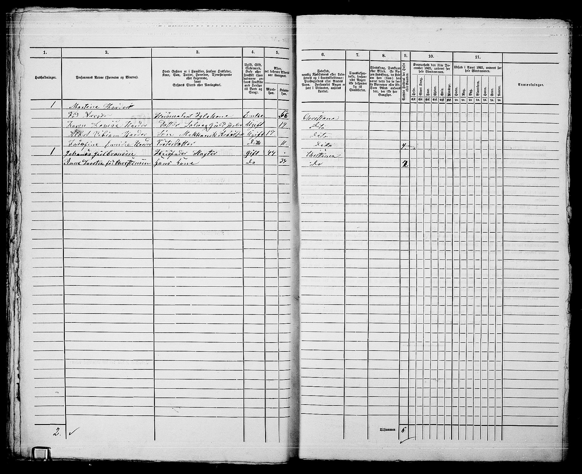 RA, 1865 census for Kristiania, 1865, p. 4086