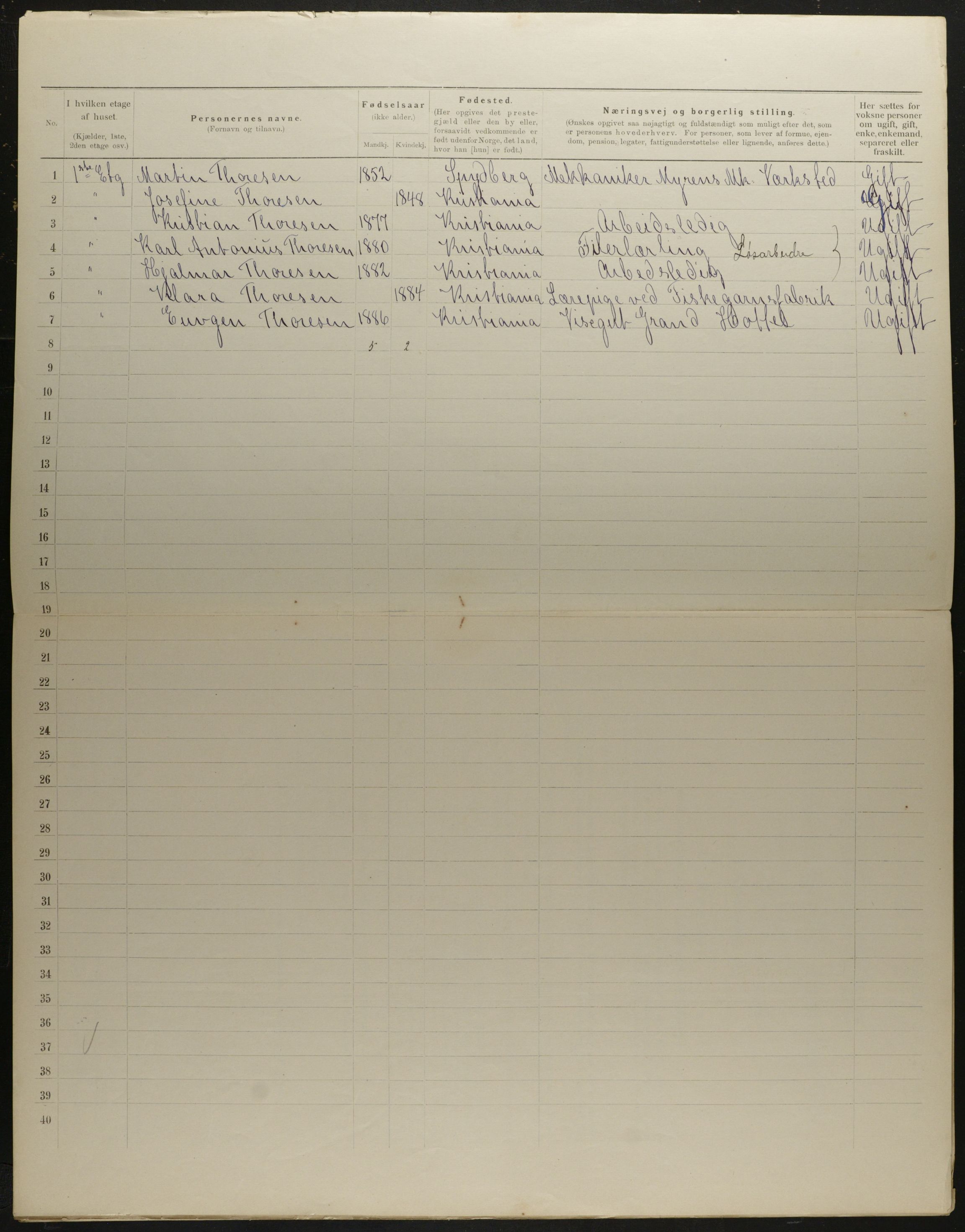 OBA, Municipal Census 1901 for Kristiania, 1901, p. 5557