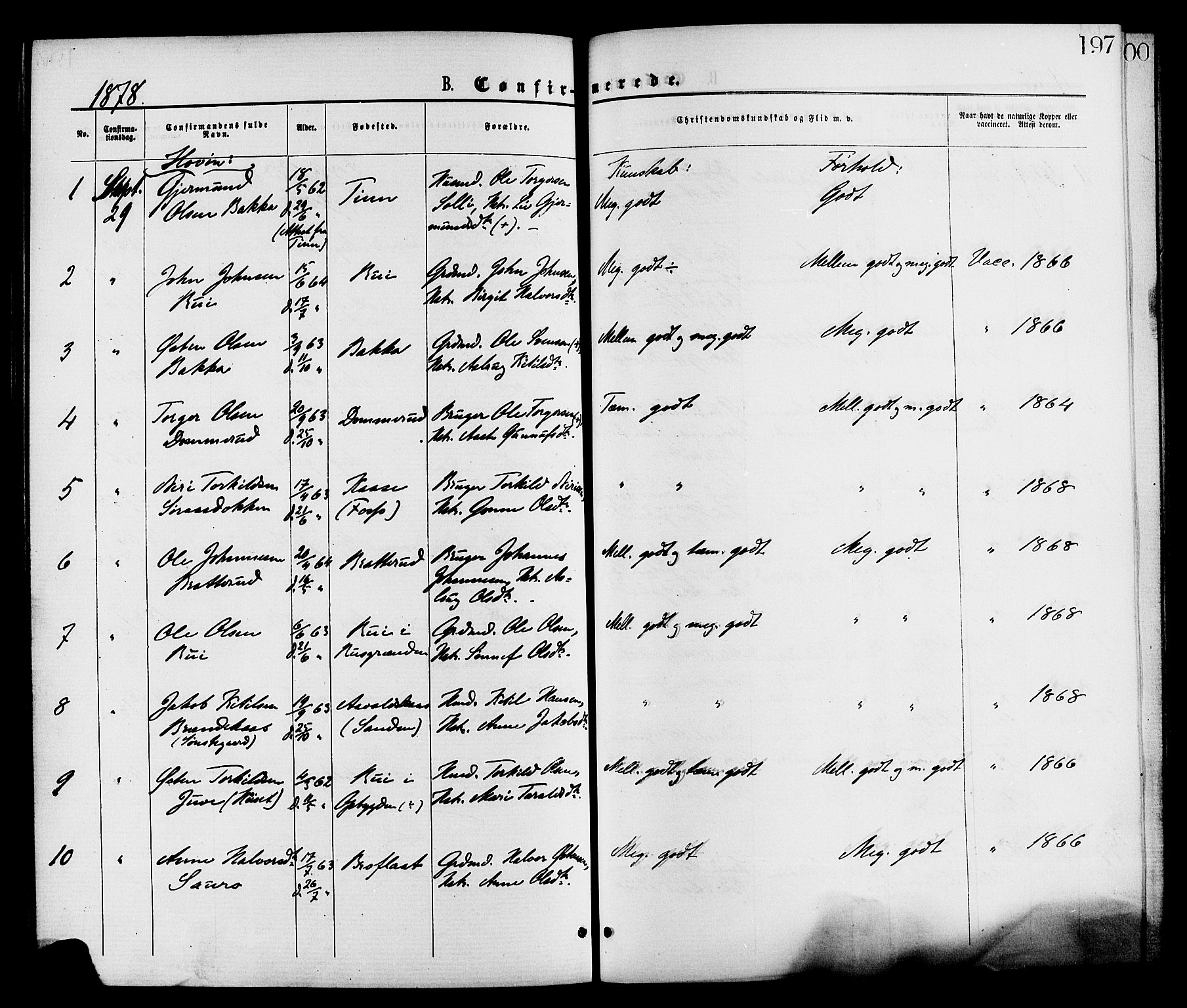 Gransherad kirkebøker, AV/SAKO-A-267/F/Fa/L0004: Parish register (official) no. I 4, 1871-1886, p. 197