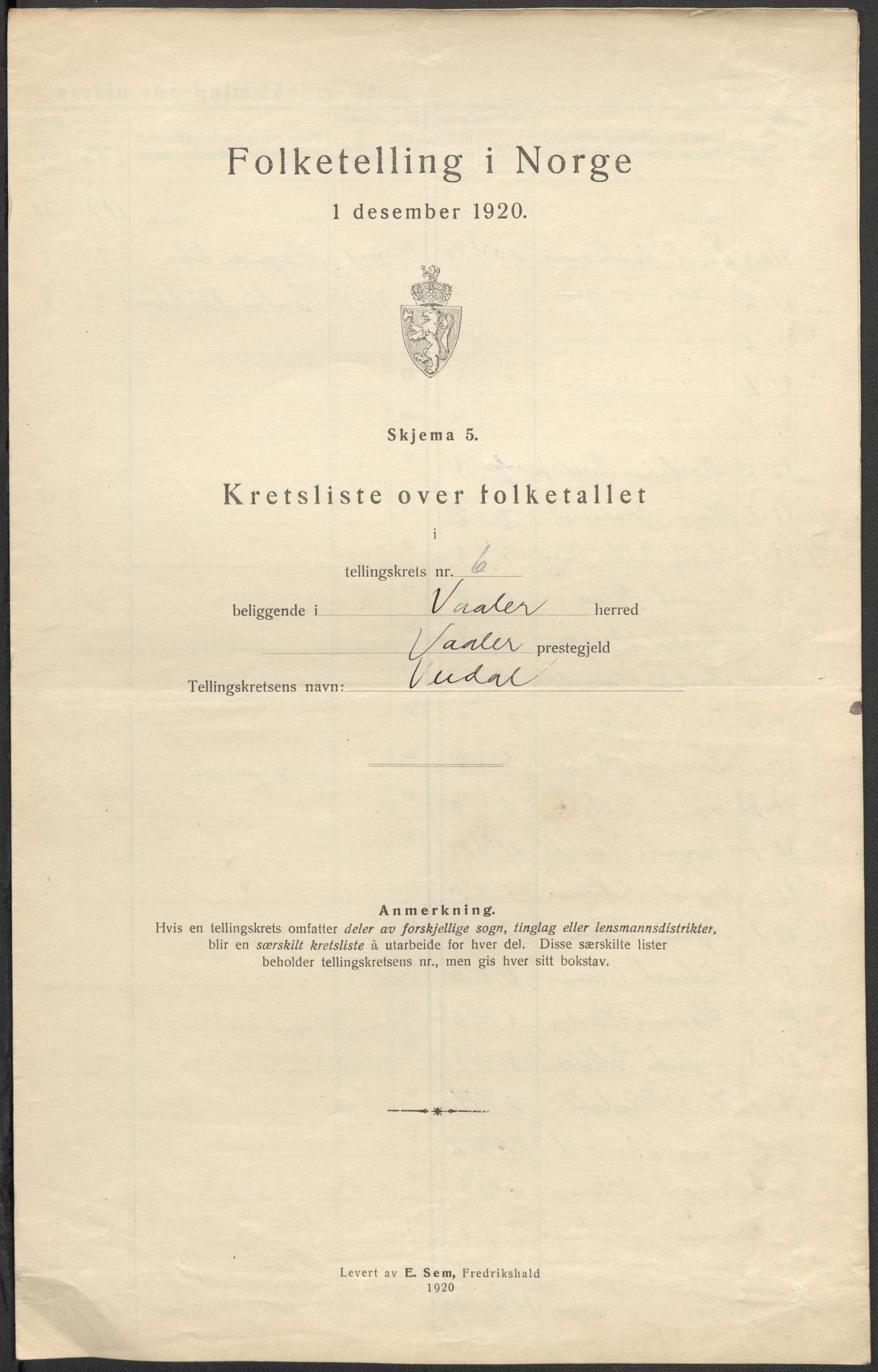 SAO, 1920 census for Våler, 1920, p. 29