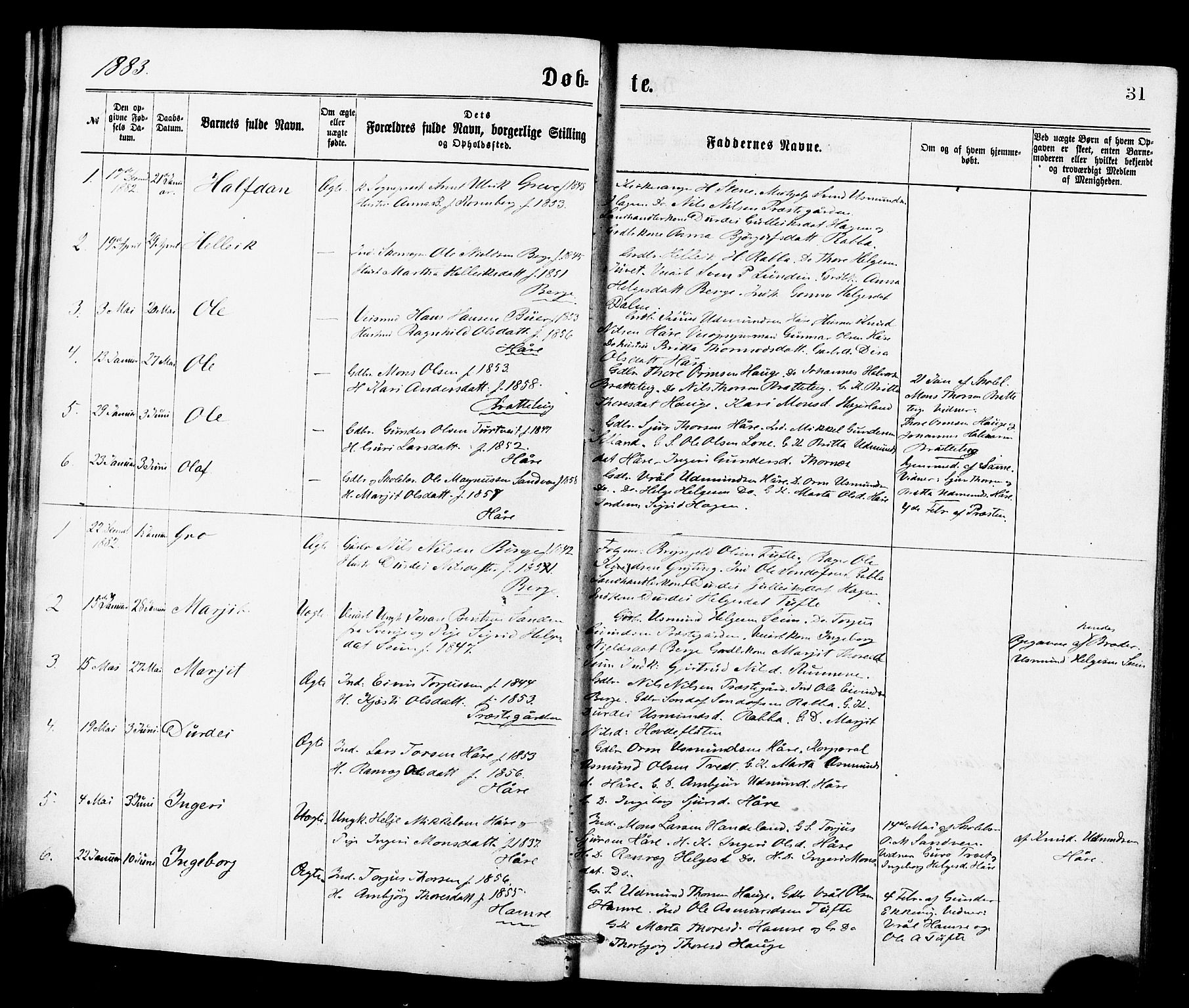 Røldal sokneprestembete, SAB/A-100247: Parish register (official) no. A 4, 1870-1886, p. 31