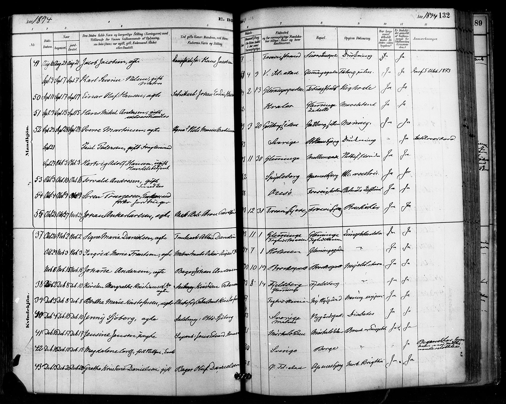 Fredrikstad domkirkes prestekontor Kirkebøker, AV/SAO-A-10906/F/Fa/L0003: Parish register (official) no. 3, 1878-1904, p. 132