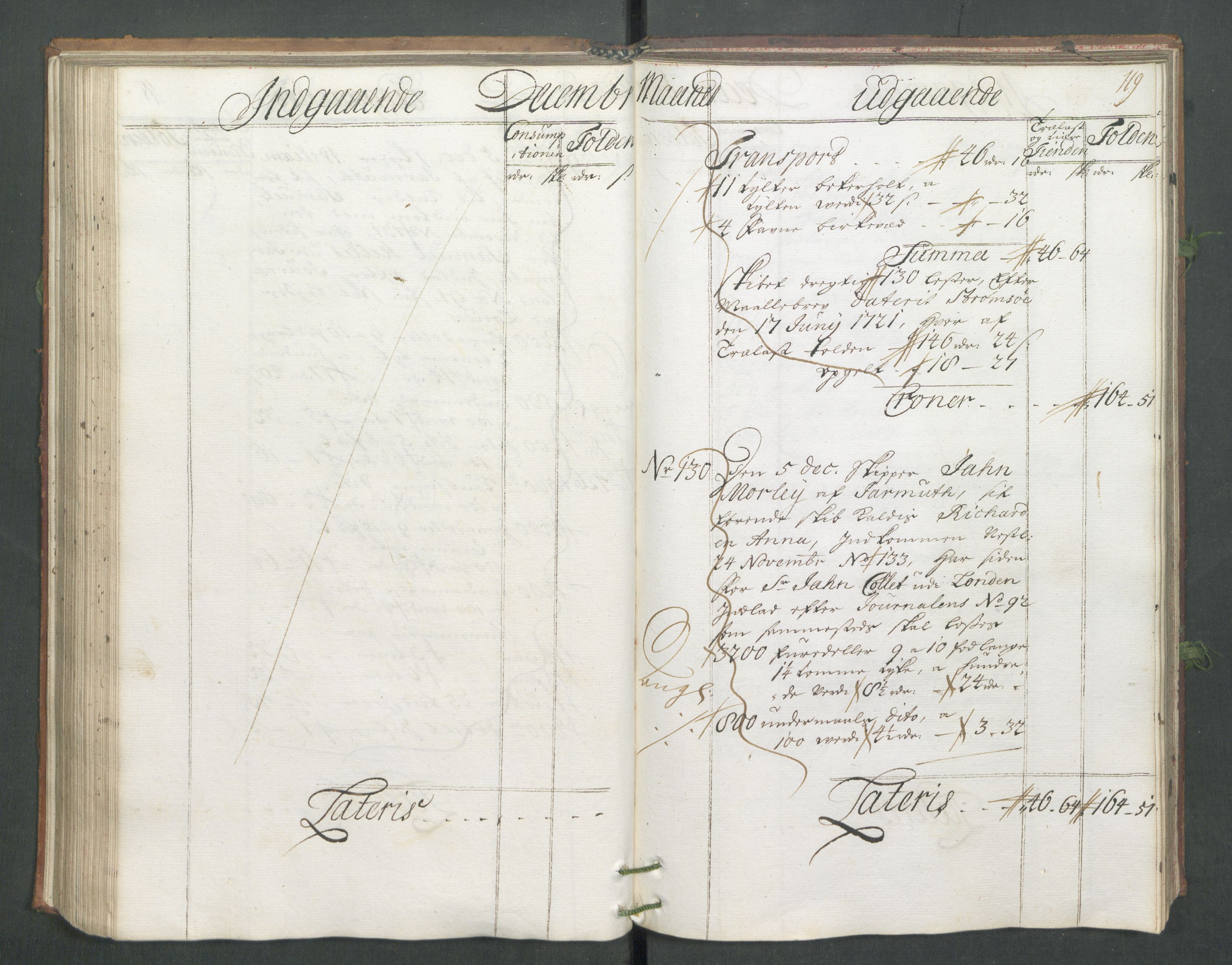 Generaltollkammeret, tollregnskaper, AV/RA-EA-5490/R02/L0006/0001: Tollregnskaper Fredrikstad / Hovedtollbok, 1731, p. 119