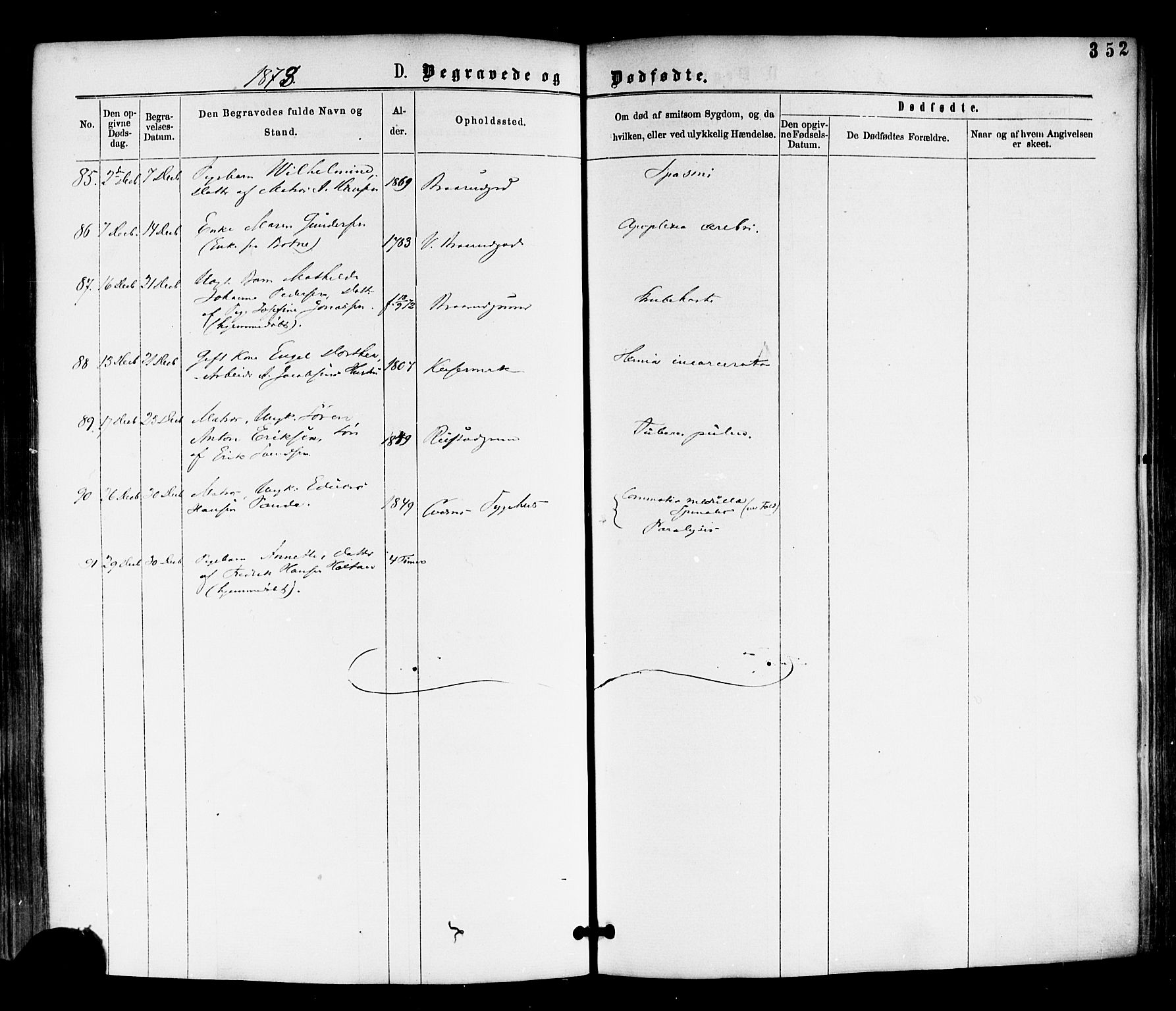 Horten kirkebøker, AV/SAKO-A-348/F/Fa/L0002: Parish register (official) no. 2, 1872-1877, p. 352