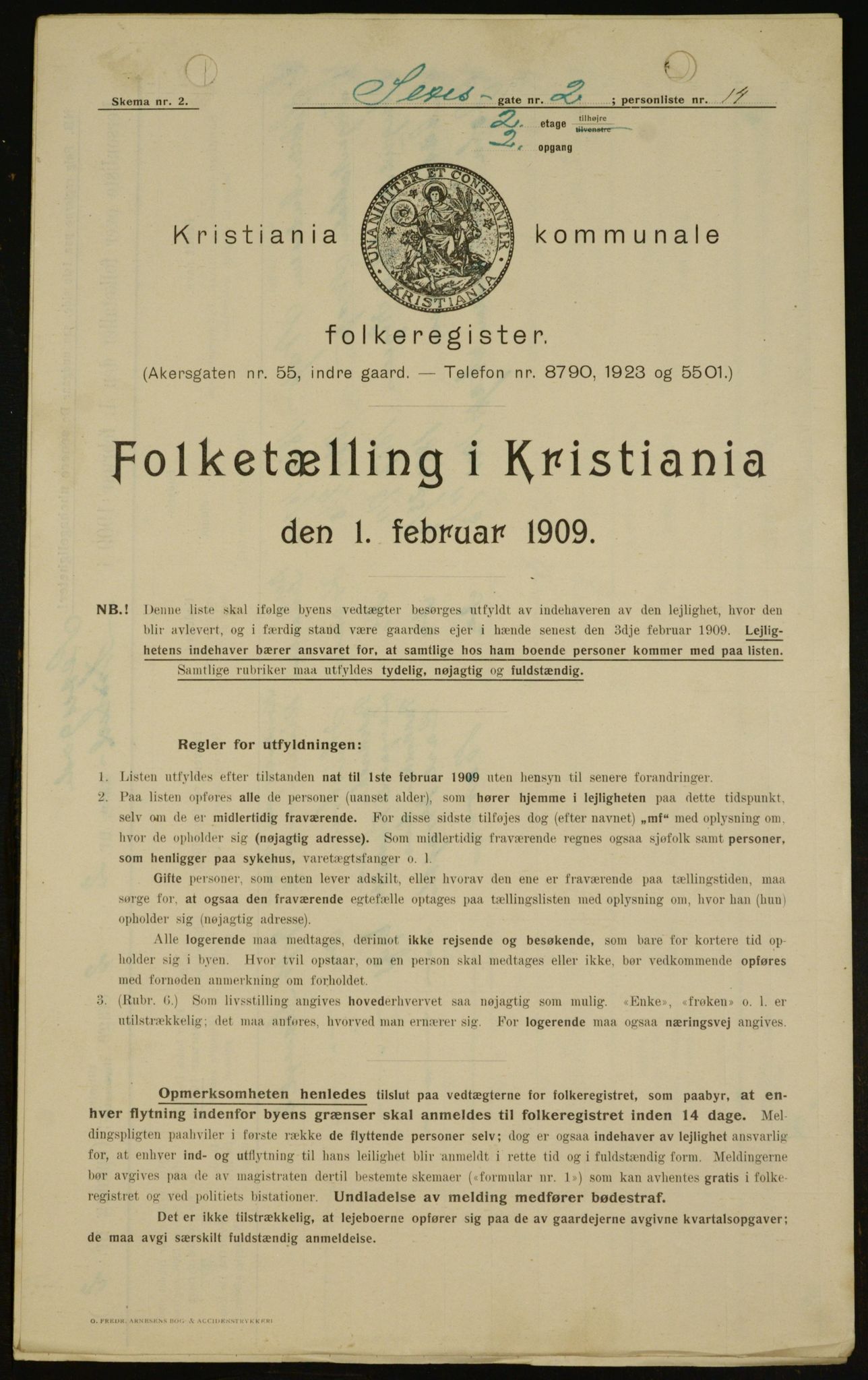 OBA, Municipal Census 1909 for Kristiania, 1909, p. 85909