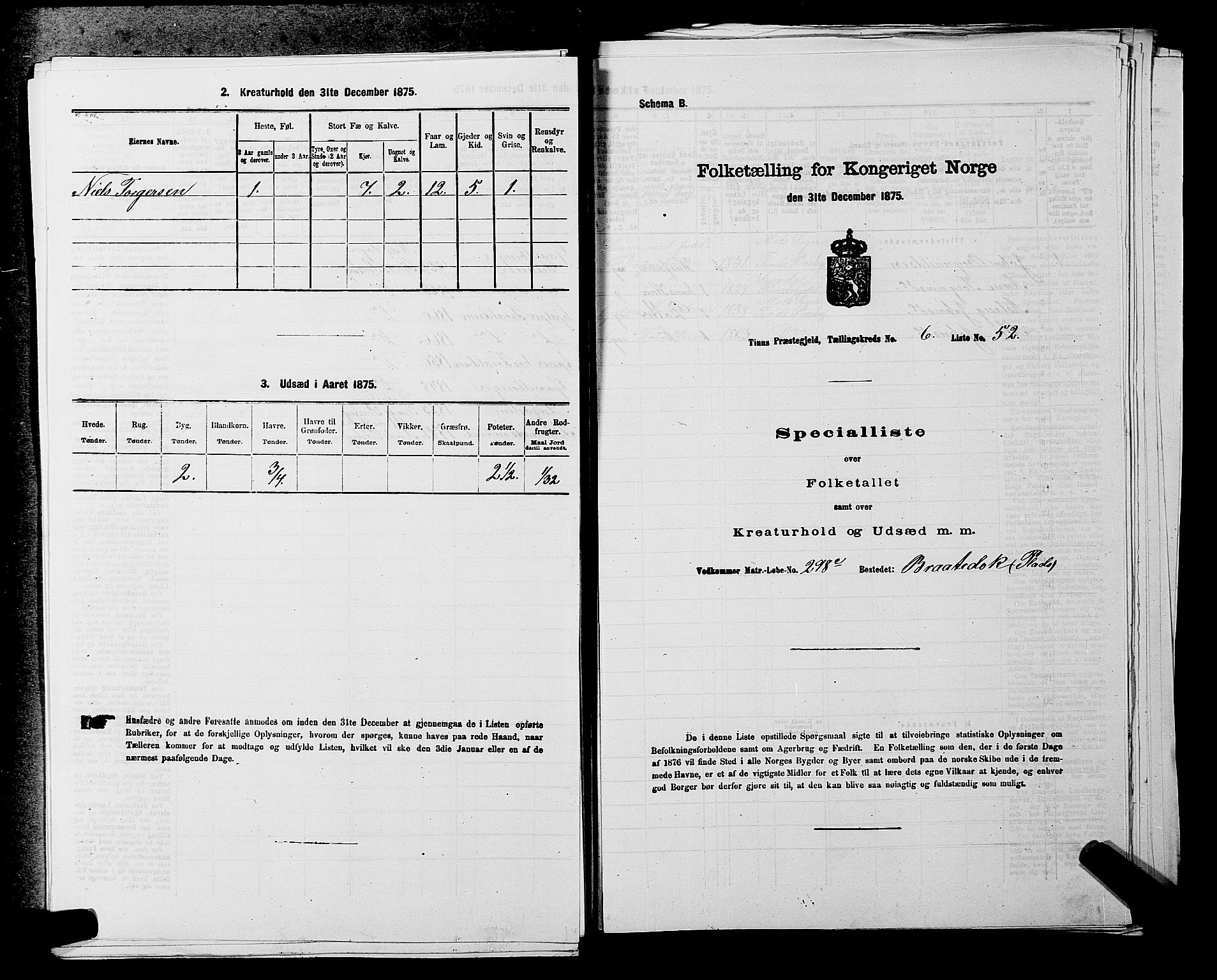 SAKO, 1875 census for 0826P Tinn, 1875, p. 855