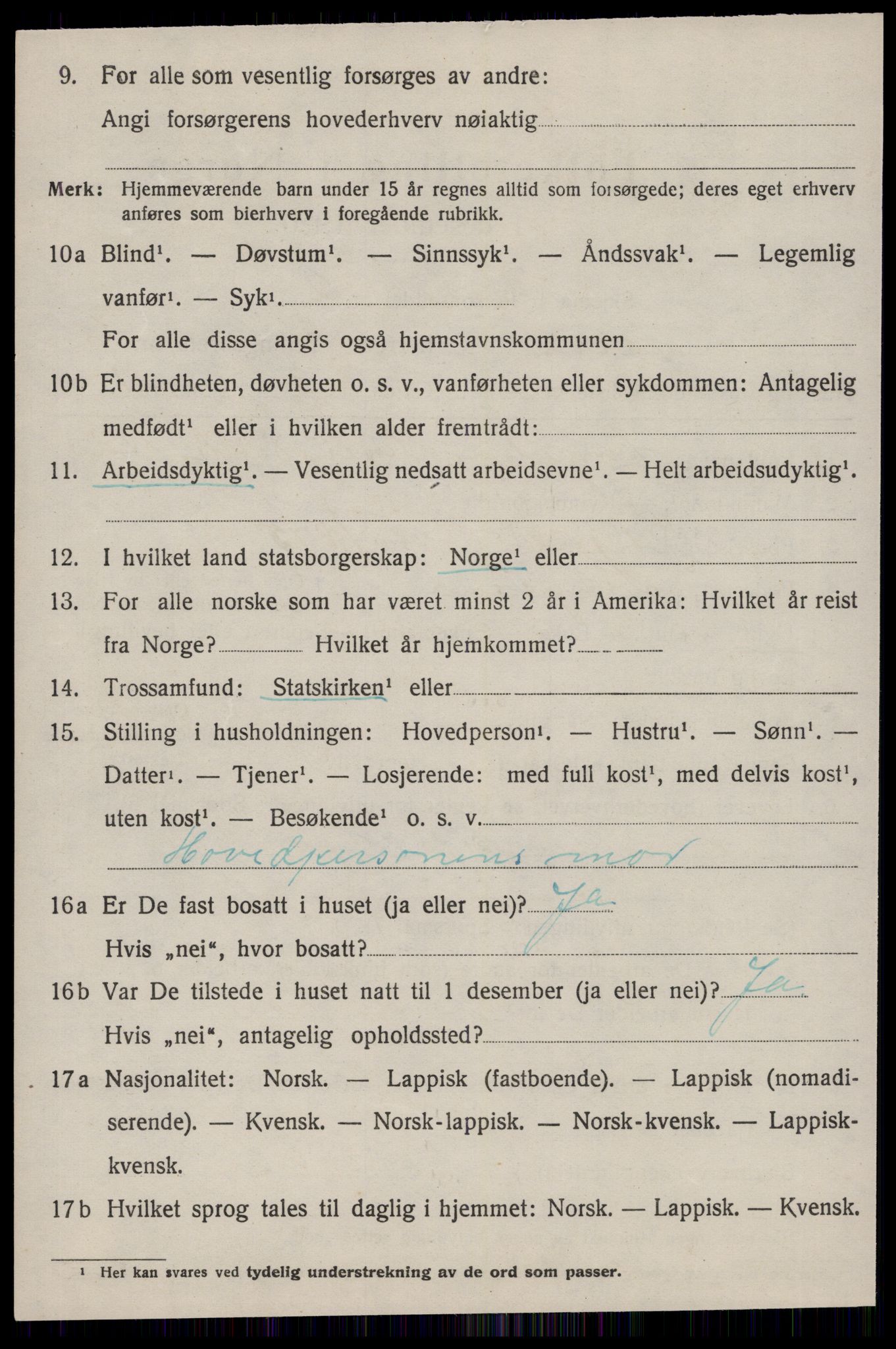 SAT, 1920 census for Singsås, 1920, p. 2116