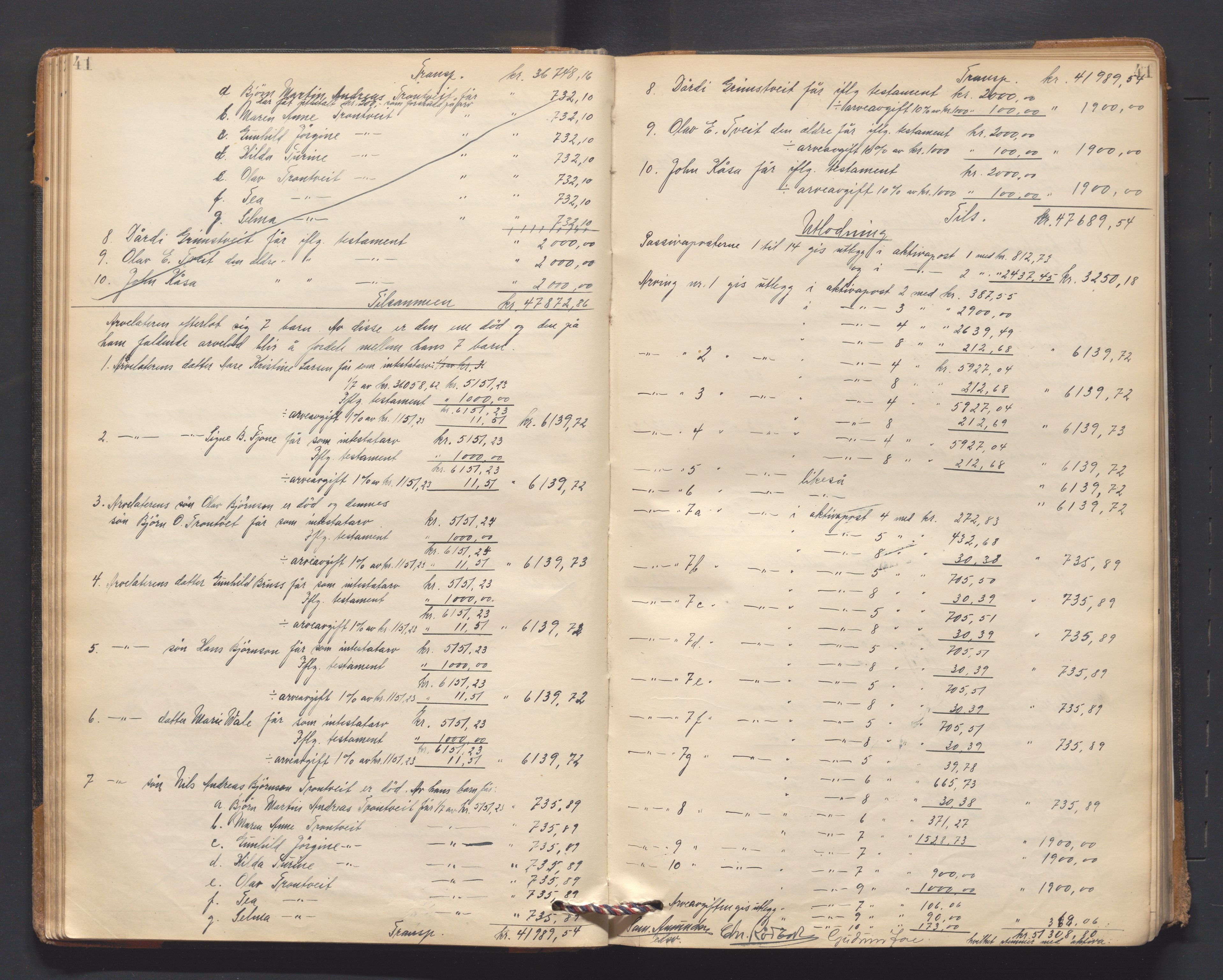 Vest-Telemark sorenskriveri, AV/SAKO-A-134/H/Ha/Hac/L0014: Skifteutlodningsprotokoll, 1922-1927, p. 41