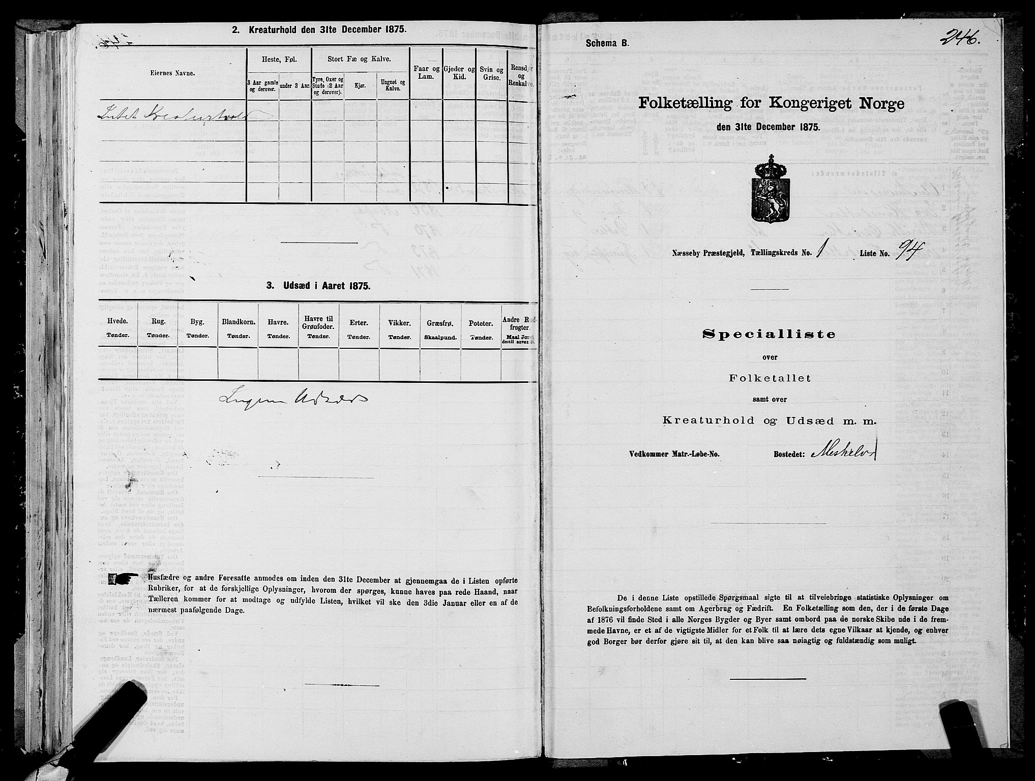 SATØ, 1875 census for 2027P Nesseby, 1875, p. 1246