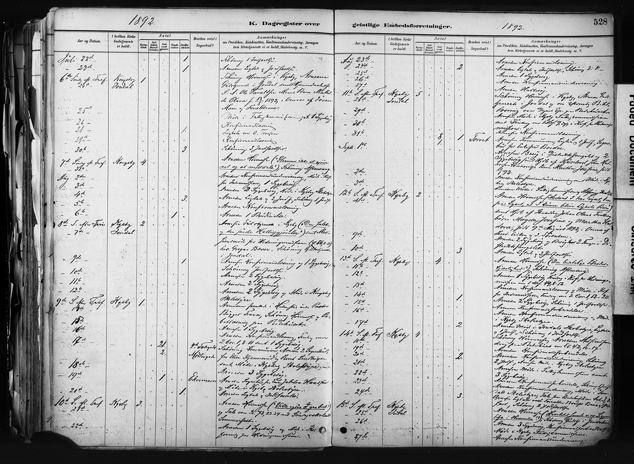 Kongsberg kirkebøker, AV/SAKO-A-22/F/Fb/L0002: Parish register (official) no. II 2, 1886-1896, p. 528