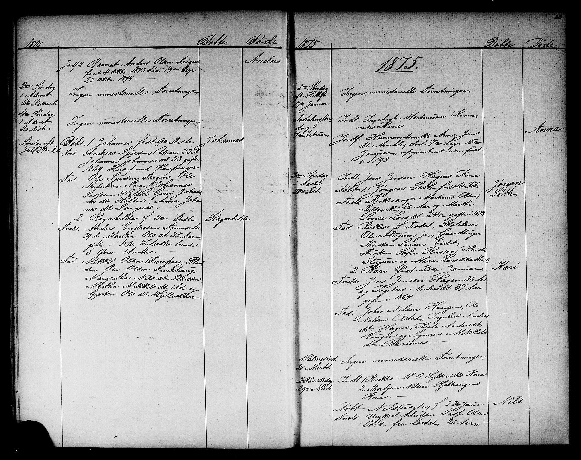 Sogndal sokneprestembete, SAB/A-81301/H/Hab/Habb/L0001: Parish register (copy) no. B 1, 1867-1907, p. 20