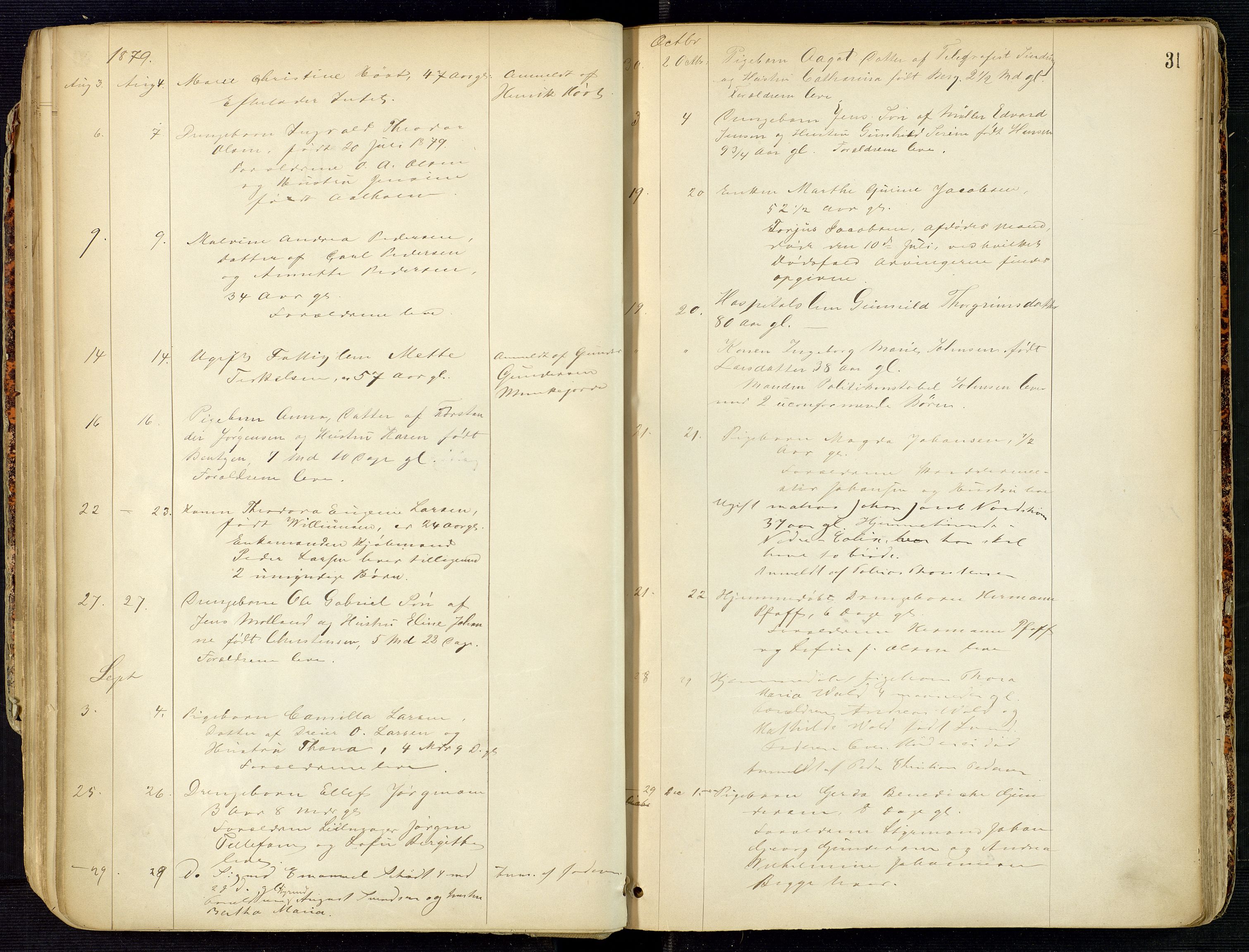 Arendal byfogd, AV/SAK-1222-0001/H/Ha/L0001: Dødsfallsprotokoll, 1871-1900, p. 31