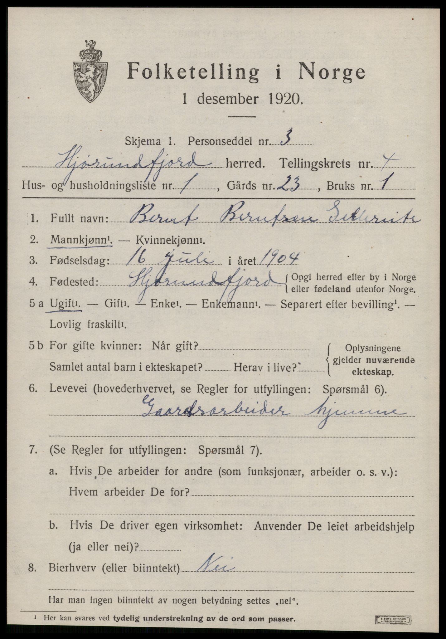 SAT, 1920 census for Hjørundfjord, 1920, p. 1467