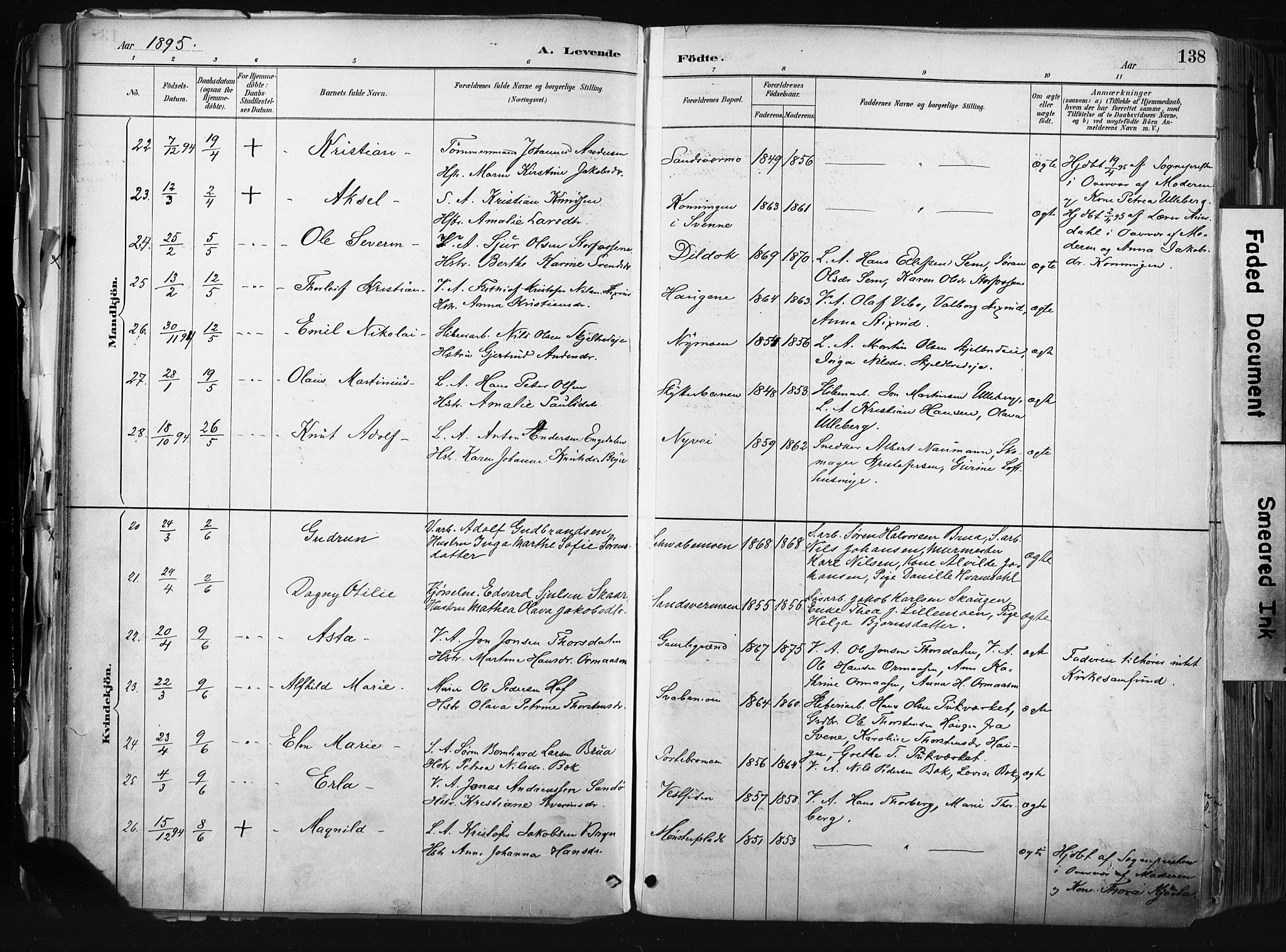 Kongsberg kirkebøker, AV/SAKO-A-22/F/Fb/L0002: Parish register (official) no. II 2, 1886-1896, p. 138