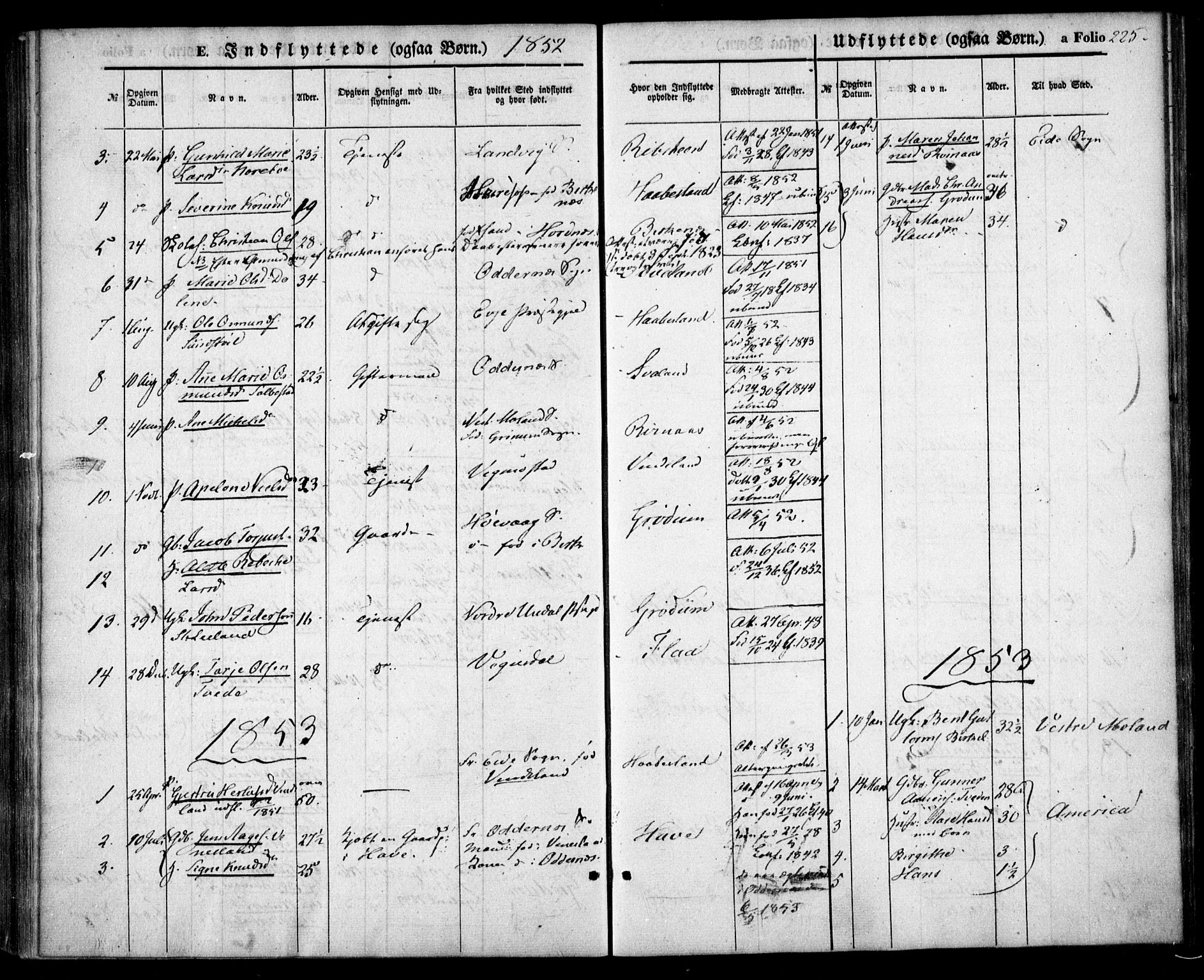 Birkenes sokneprestkontor, AV/SAK-1111-0004/F/Fa/L0003: Parish register (official) no. A 3, 1850-1866, p. 225