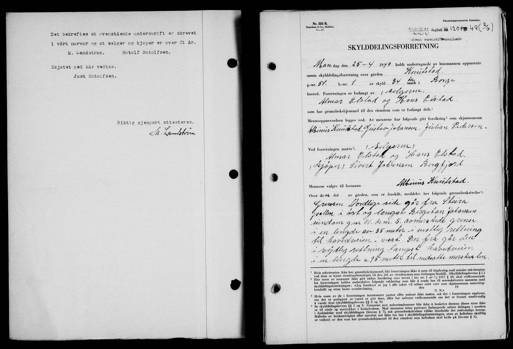 Lofoten sorenskriveri, SAT/A-0017/1/2/2C/L0021a: Mortgage book no. 21a, 1949-1949, Diary no: : 1201/1949
