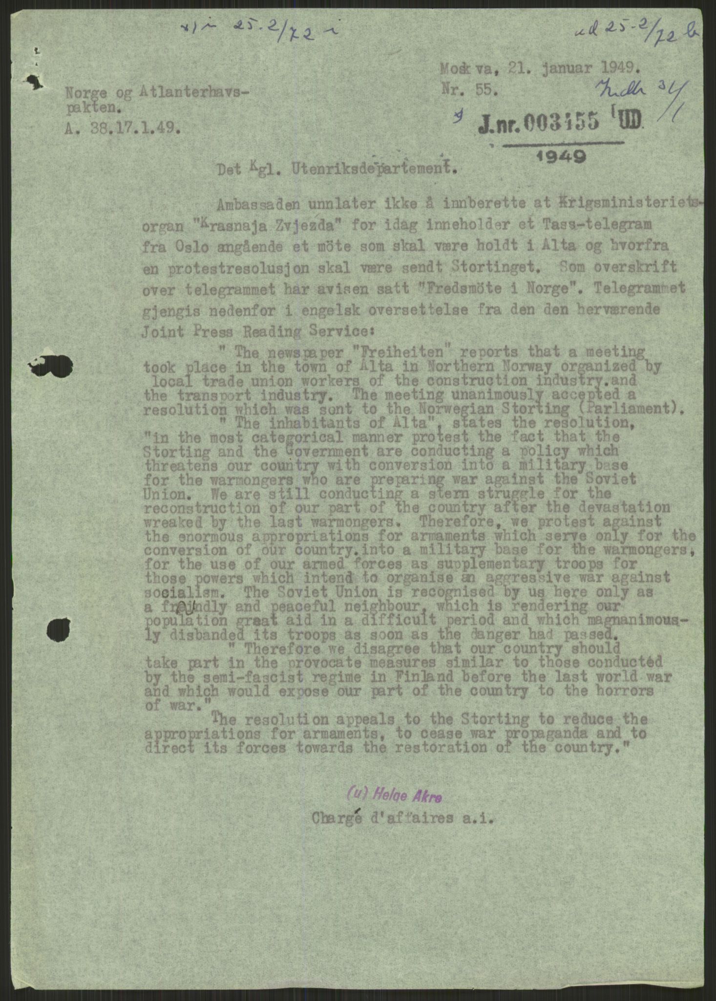 Utenriksdepartementet, AV/RA-S-2259, 1948-1950, p. 637