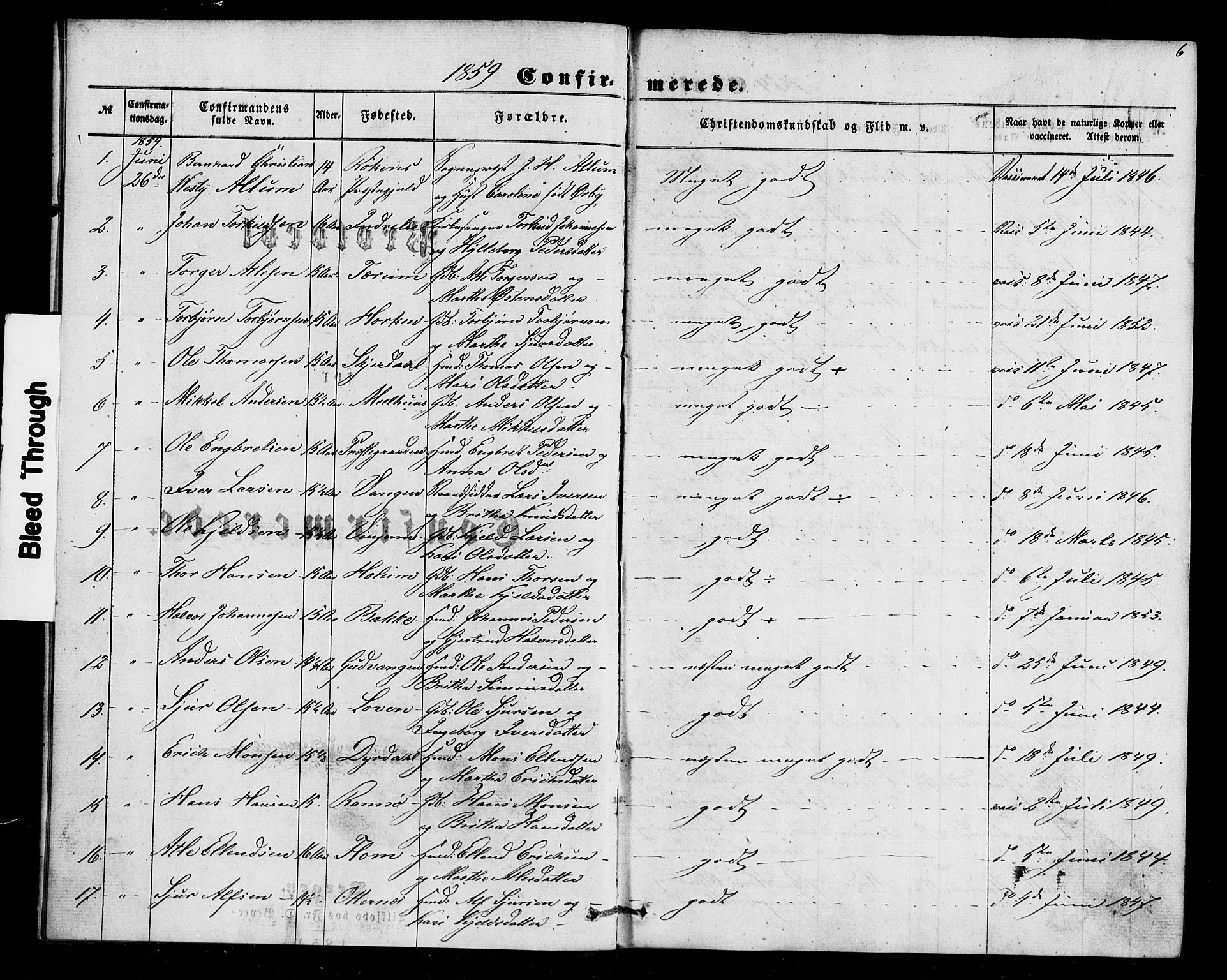 Aurland sokneprestembete, SAB/A-99937/H/Ha/Haa/L0009: Parish register (official) no. A 9, 1859-1879, p. 6