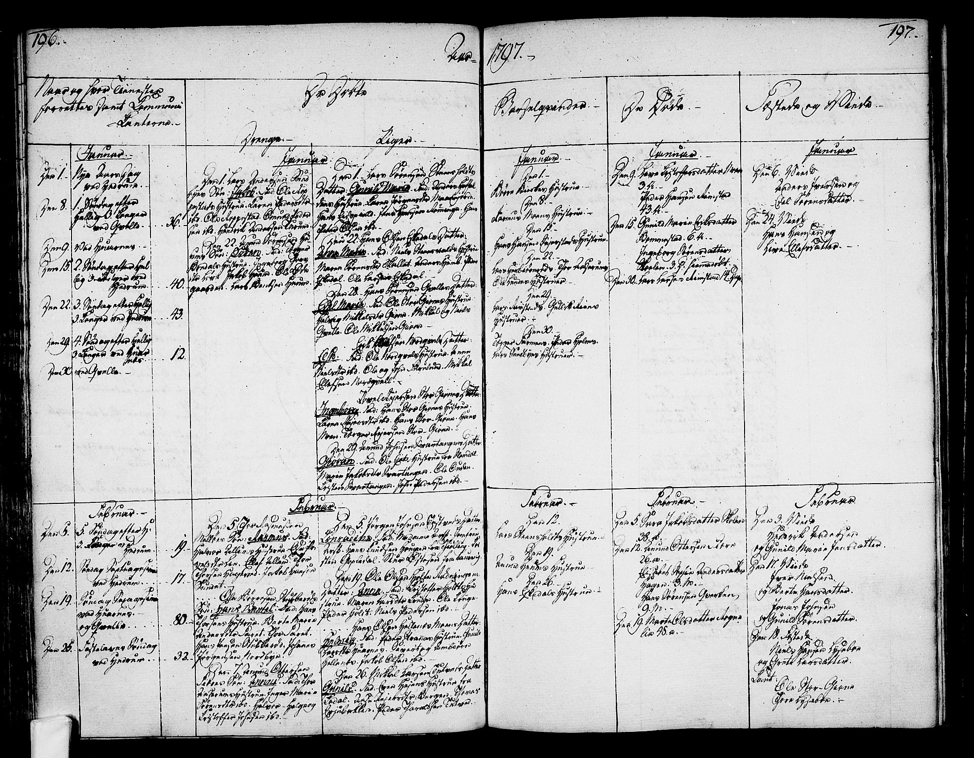 Hedrum kirkebøker, AV/SAKO-A-344/F/Fa/L0002: Parish register (official) no. I 2, 1785-1807, p. 196-197