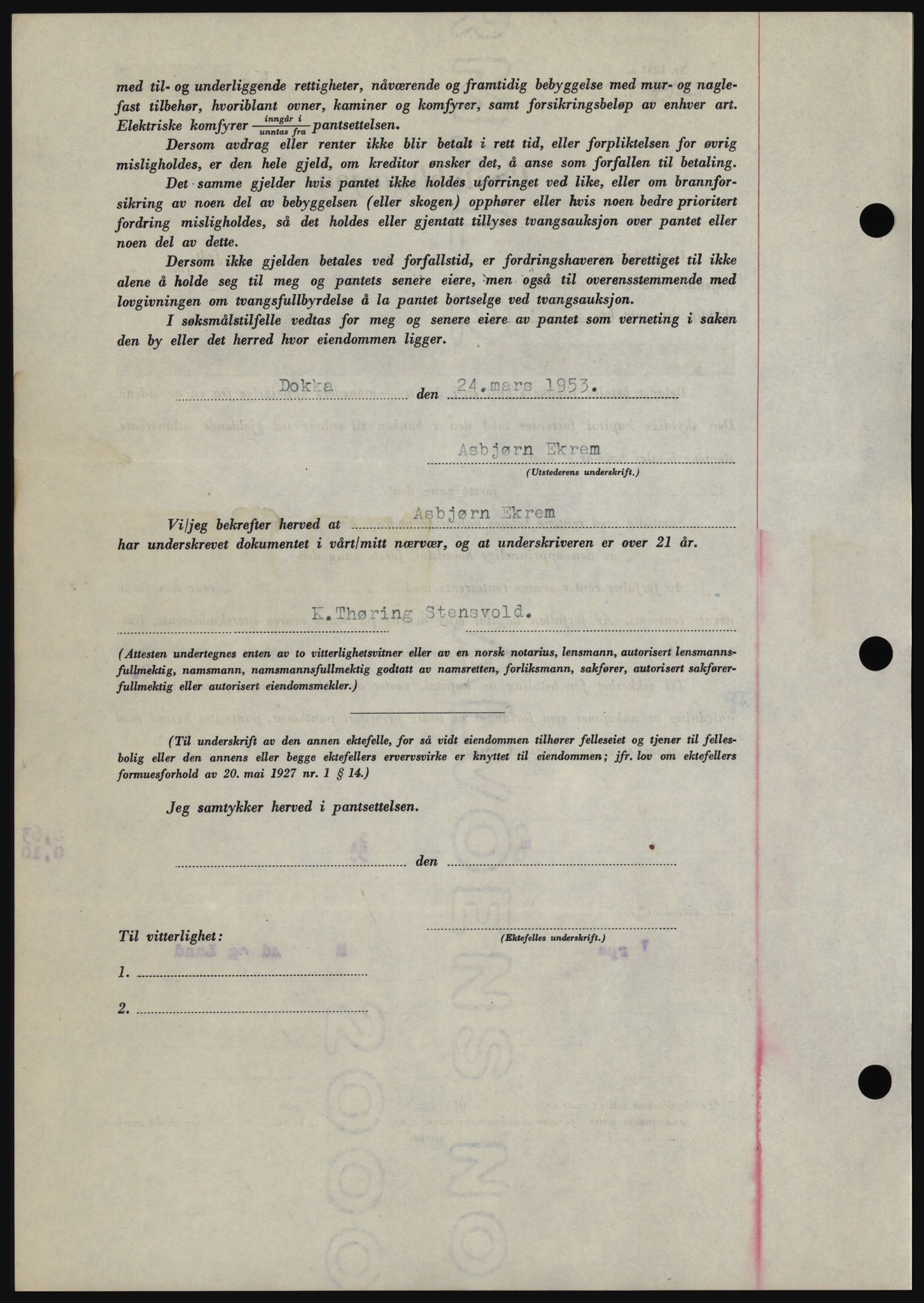 Hadeland og Land tingrett, SAH/TING-010/H/Hb/Hbc/L0026: Mortgage book no. B26, 1953-1953, Diary no: : 944/1953