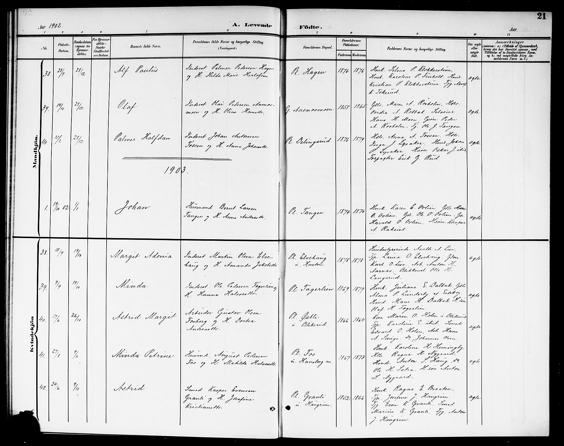 Aurskog prestekontor Kirkebøker, AV/SAO-A-10304a/G/Ga/L0004: Parish register (copy) no. I 4, 1901-1921, p. 21