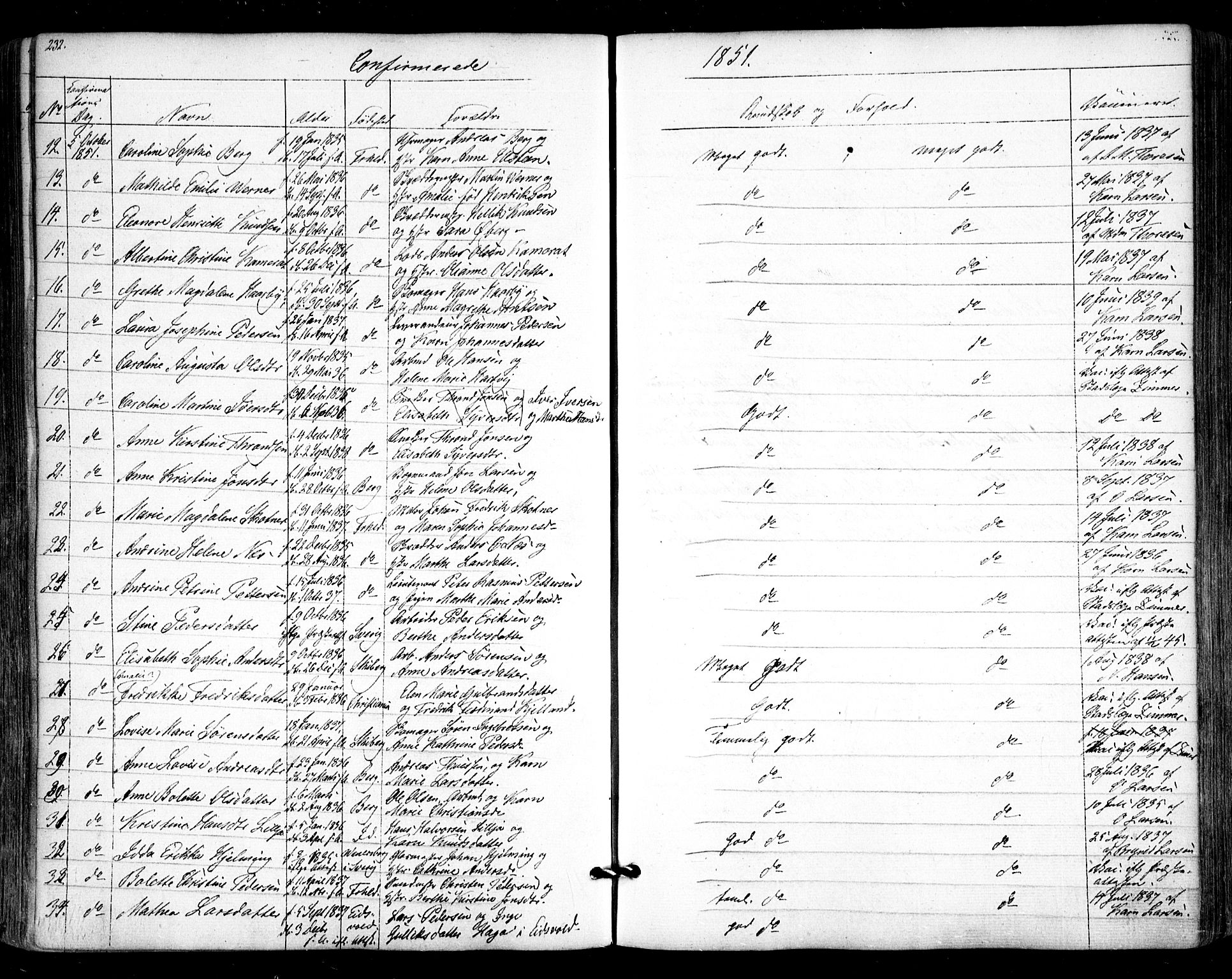 Halden prestekontor Kirkebøker, SAO/A-10909/F/Fa/L0006: Parish register (official) no. I 6, 1845-1856, p. 232