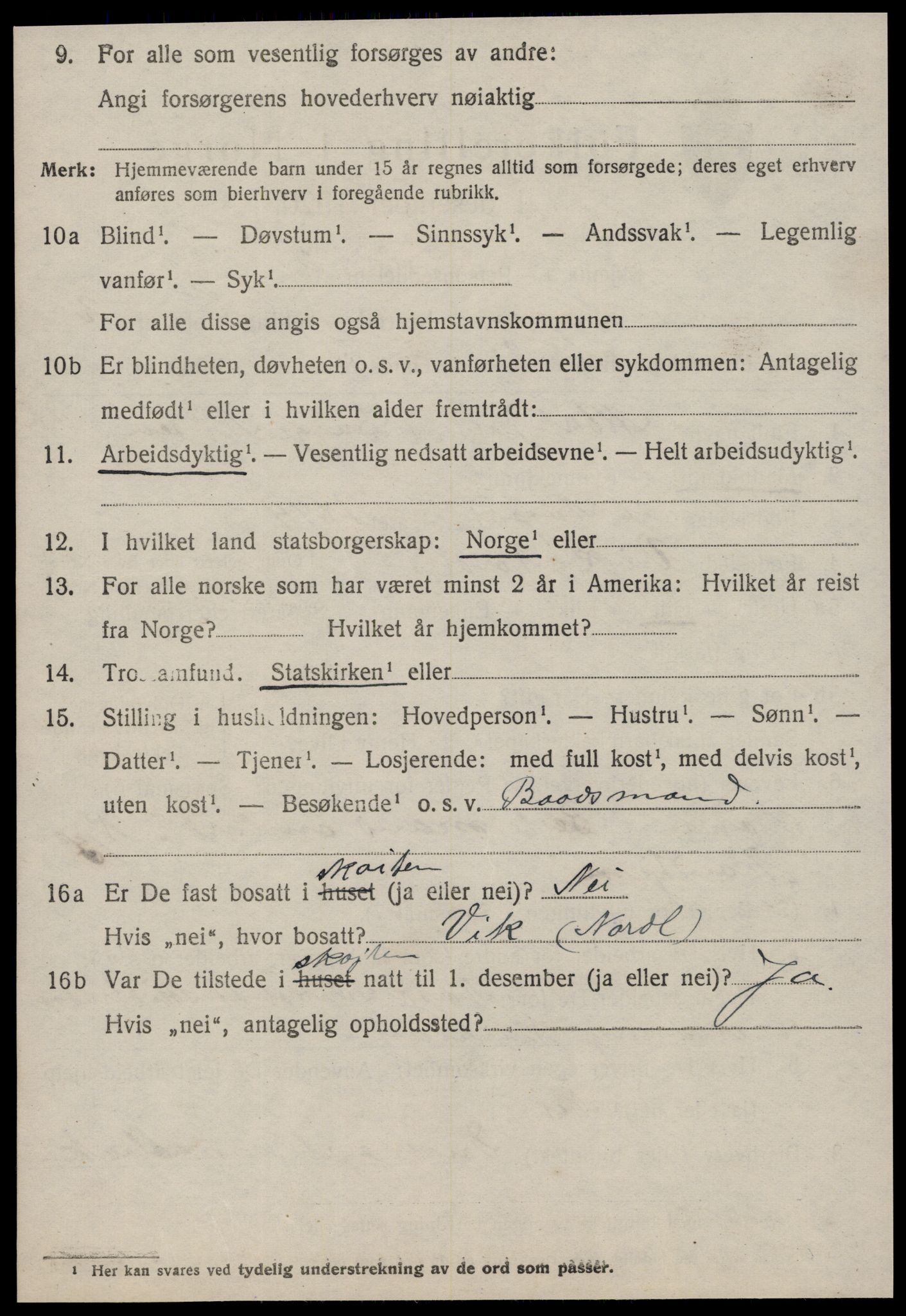 SAT, 1920 census for Hopen, 1920, p. 1493