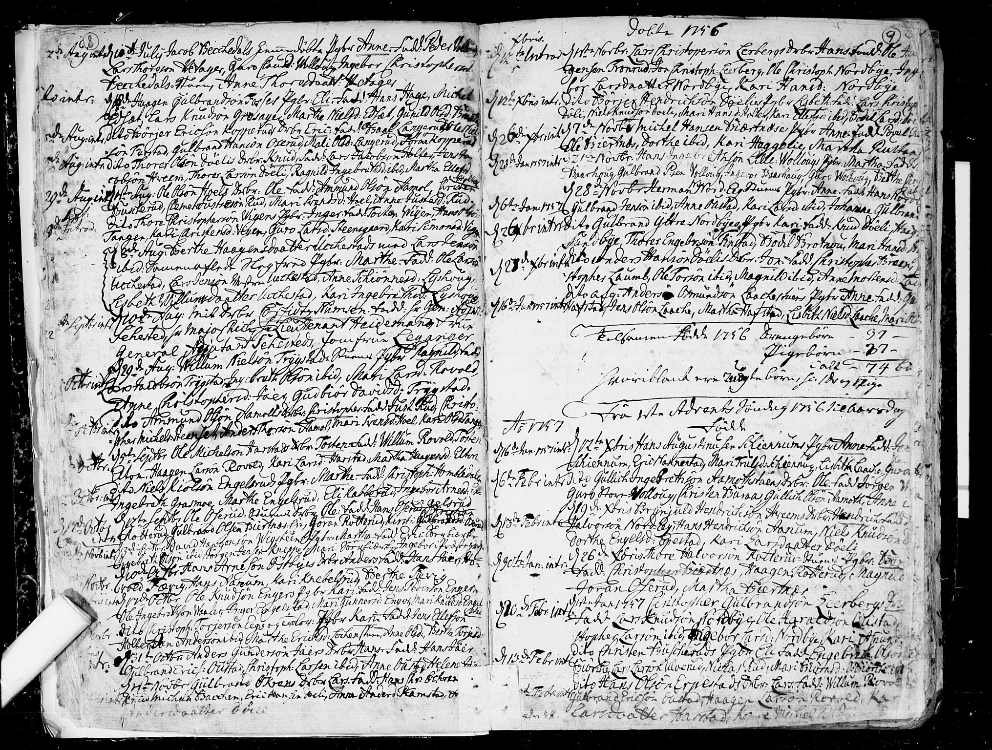 Nannestad prestekontor Kirkebøker, SAO/A-10414a/F/Fa/L0007: Parish register (official) no. I 7, 1754-1791, p. 8-9