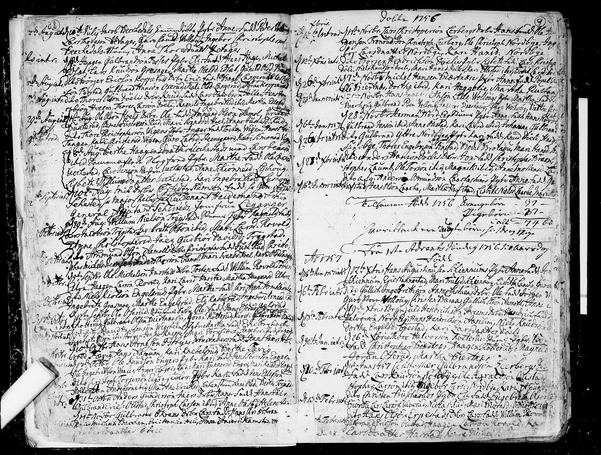 Nannestad prestekontor Kirkebøker, AV/SAO-A-10414a/F/Fa/L0007: Parish register (official) no. I 7, 1754-1791, p. 8-9