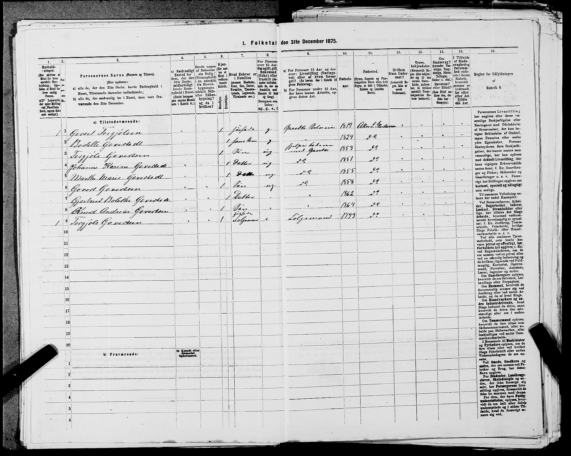 SAST, 1875 census for 1150L Skudenes/Falnes, Åkra og Ferkingstad, 1875, p. 389