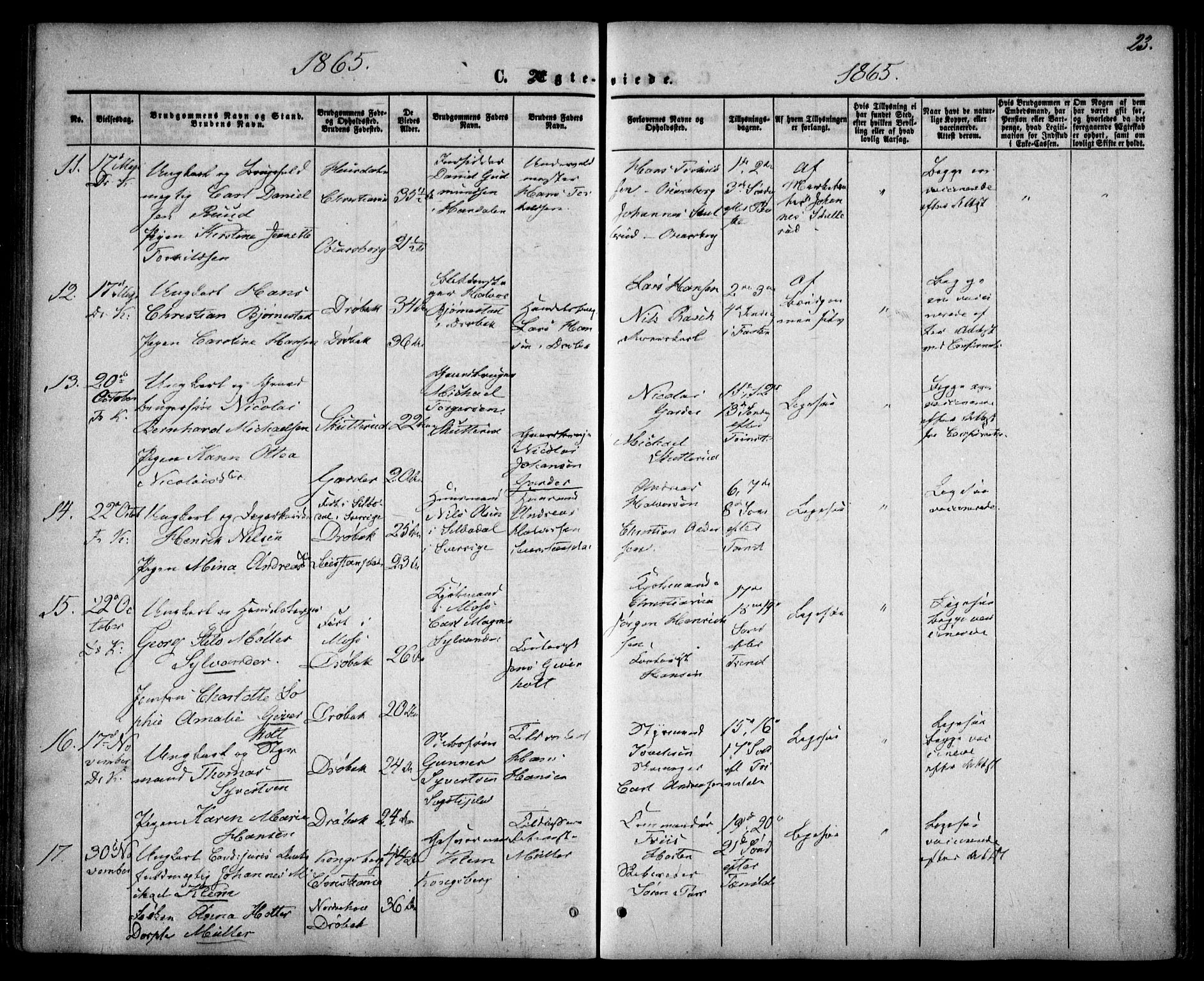 Drøbak prestekontor Kirkebøker, AV/SAO-A-10142a/F/Fa/L0002: Parish register (official) no. I 2, 1858-1870, p. 23