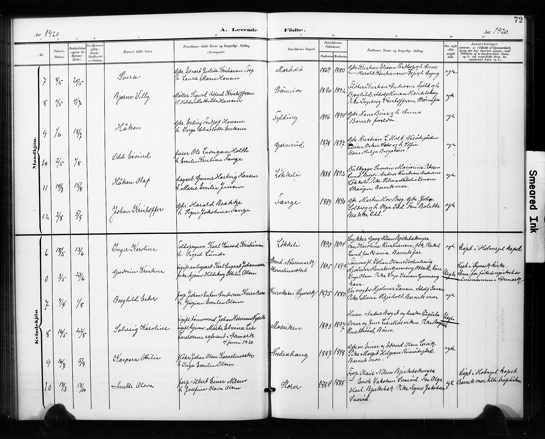 Aremark prestekontor Kirkebøker, AV/SAO-A-10899/G/Ga/L0002: Parish register (copy) no. I 2, 1901-1928, p. 72