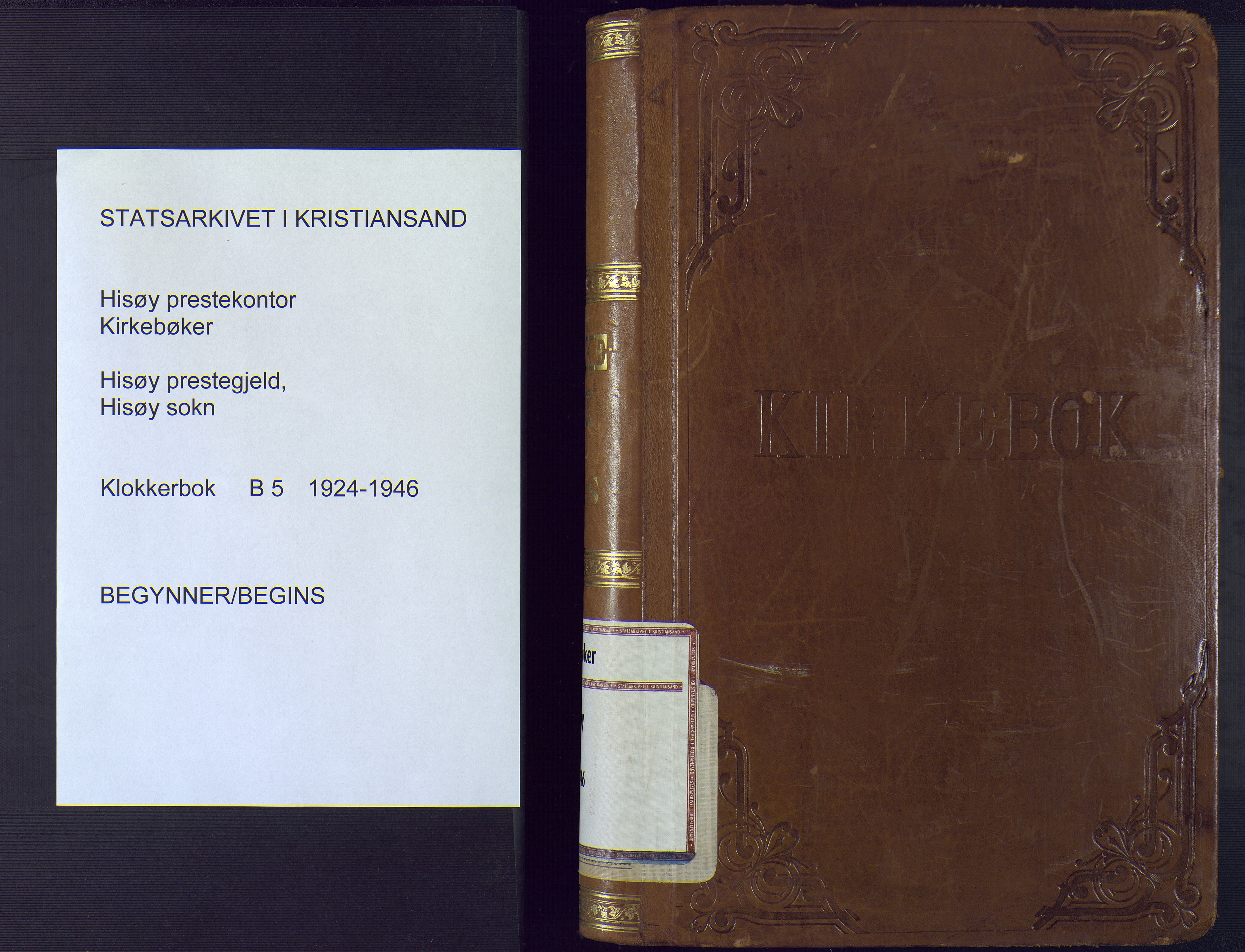 Hisøy sokneprestkontor, SAK/1111-0020/F/Fb/L0005: Parish register (copy) no. B 5, 1924-1946