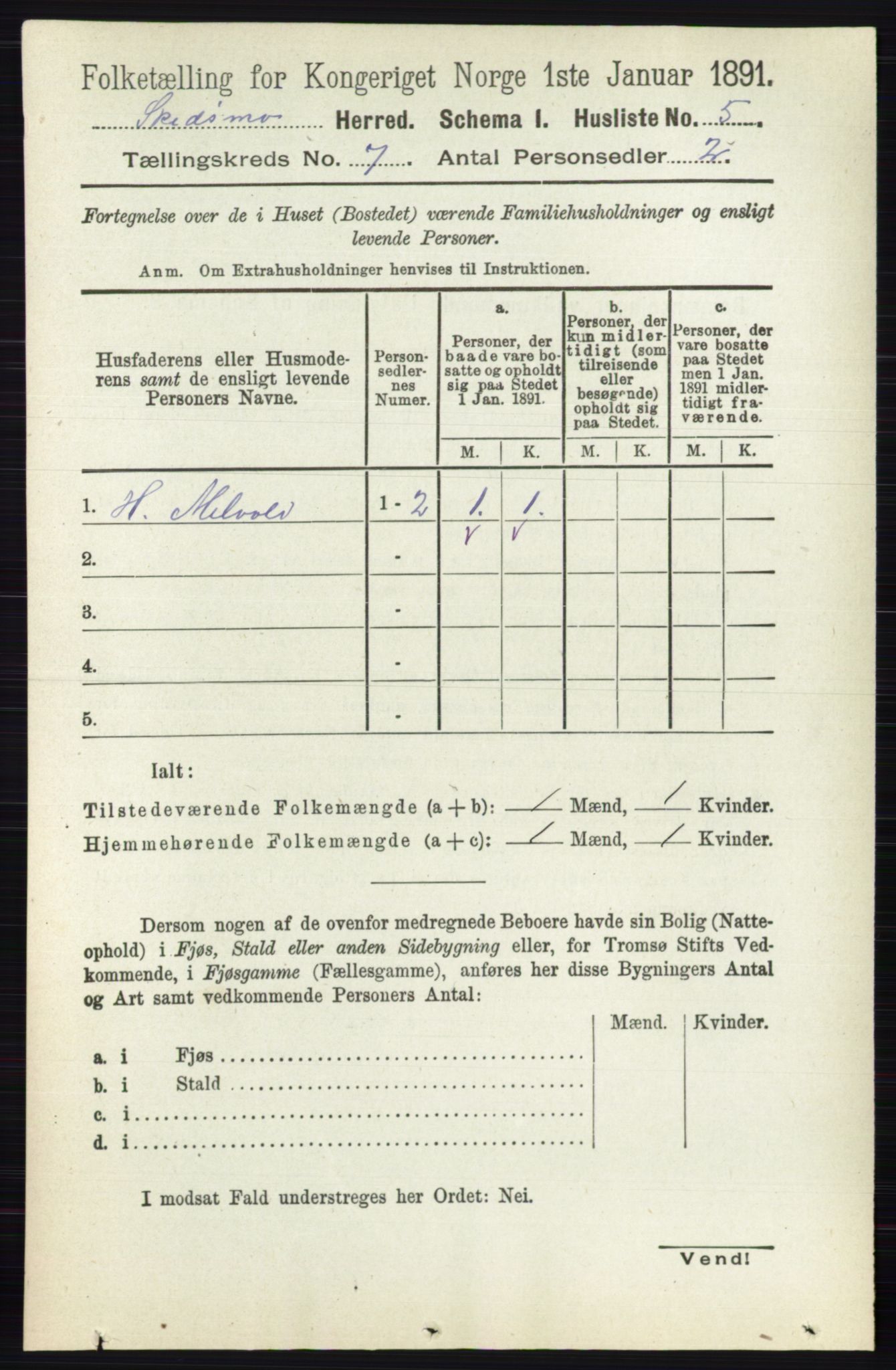 RA, 1891 census for 0231 Skedsmo, 1891, p. 3271