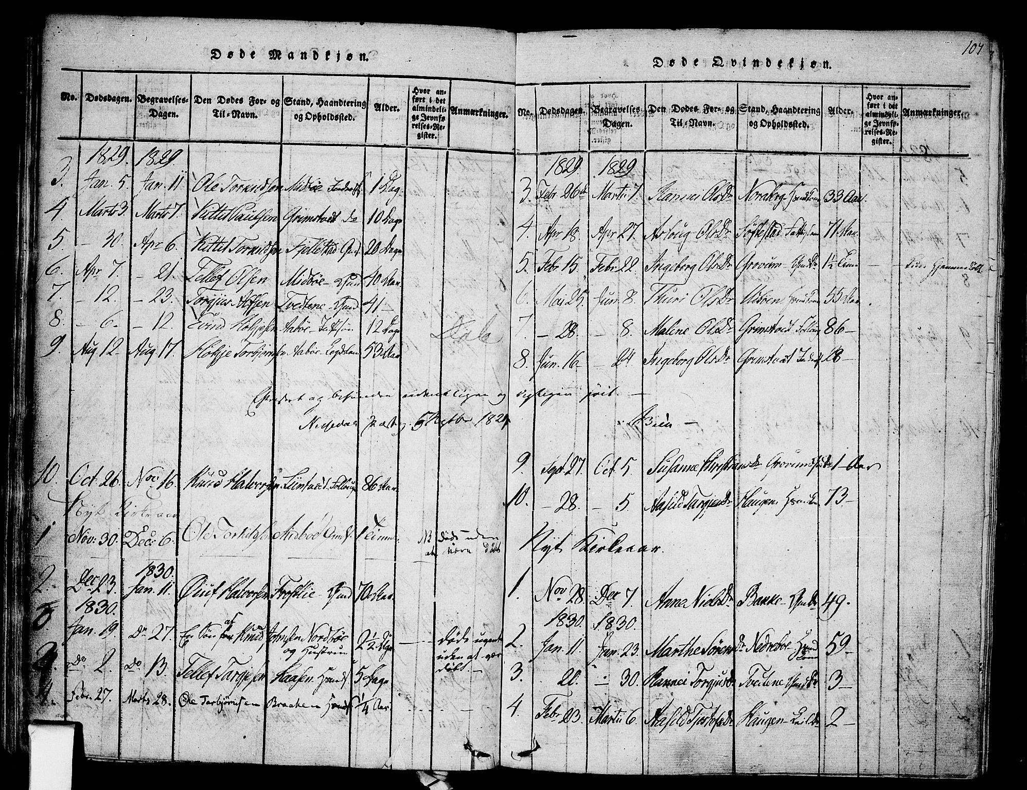 Nissedal kirkebøker, SAKO/A-288/F/Fa/L0002: Parish register (official) no. I 2, 1814-1845, p. 107