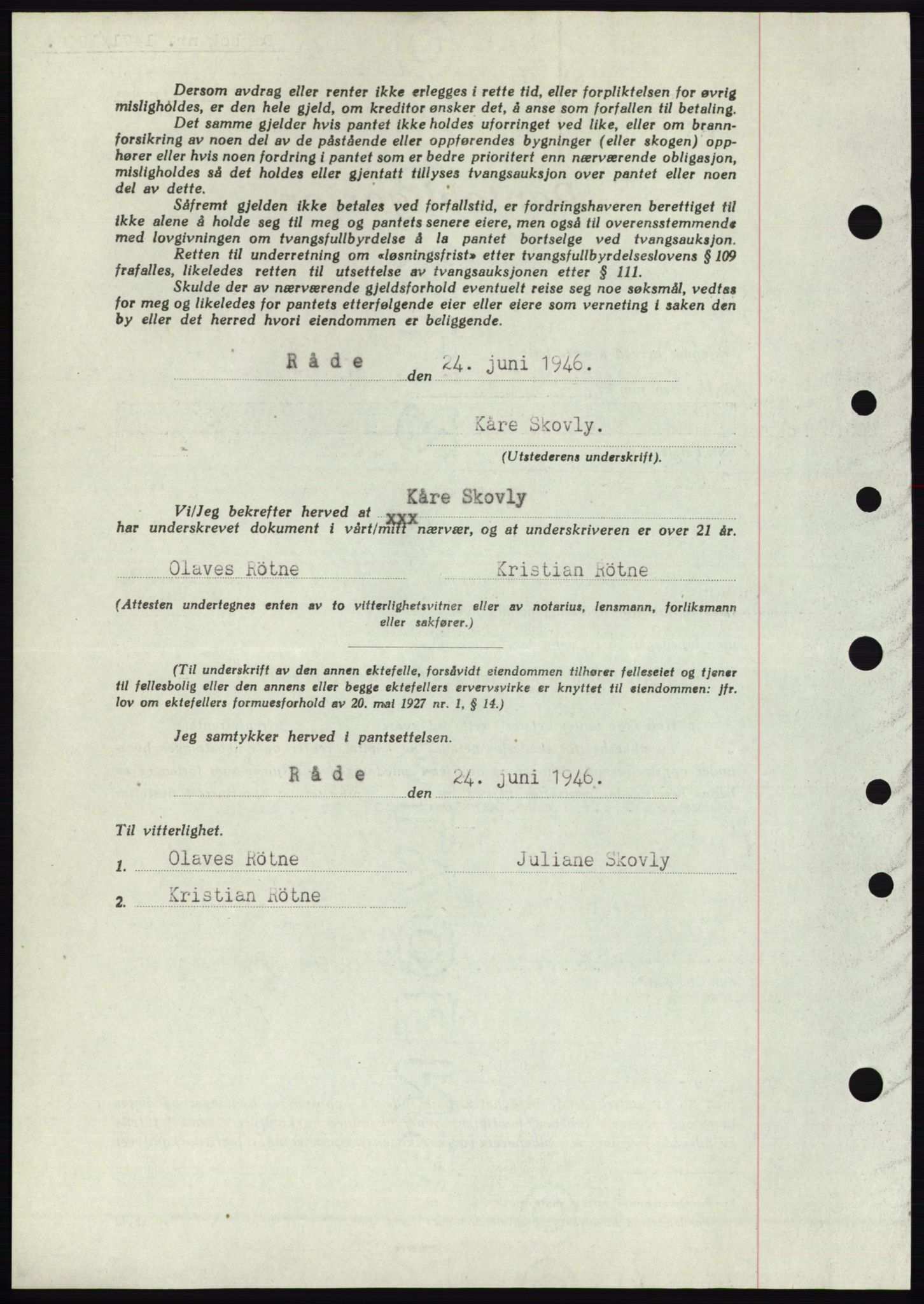 Moss sorenskriveri, AV/SAO-A-10168: Mortgage book no. B15, 1946-1946, Diary no: : 1471/1946