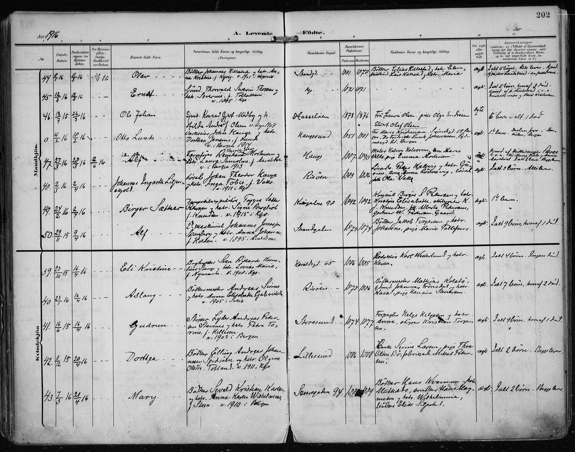 Haugesund sokneprestkontor, AV/SAST-A -101863/H/Ha/Haa/L0008: Parish register (official) no. A 8, 1908-1921, p. 202