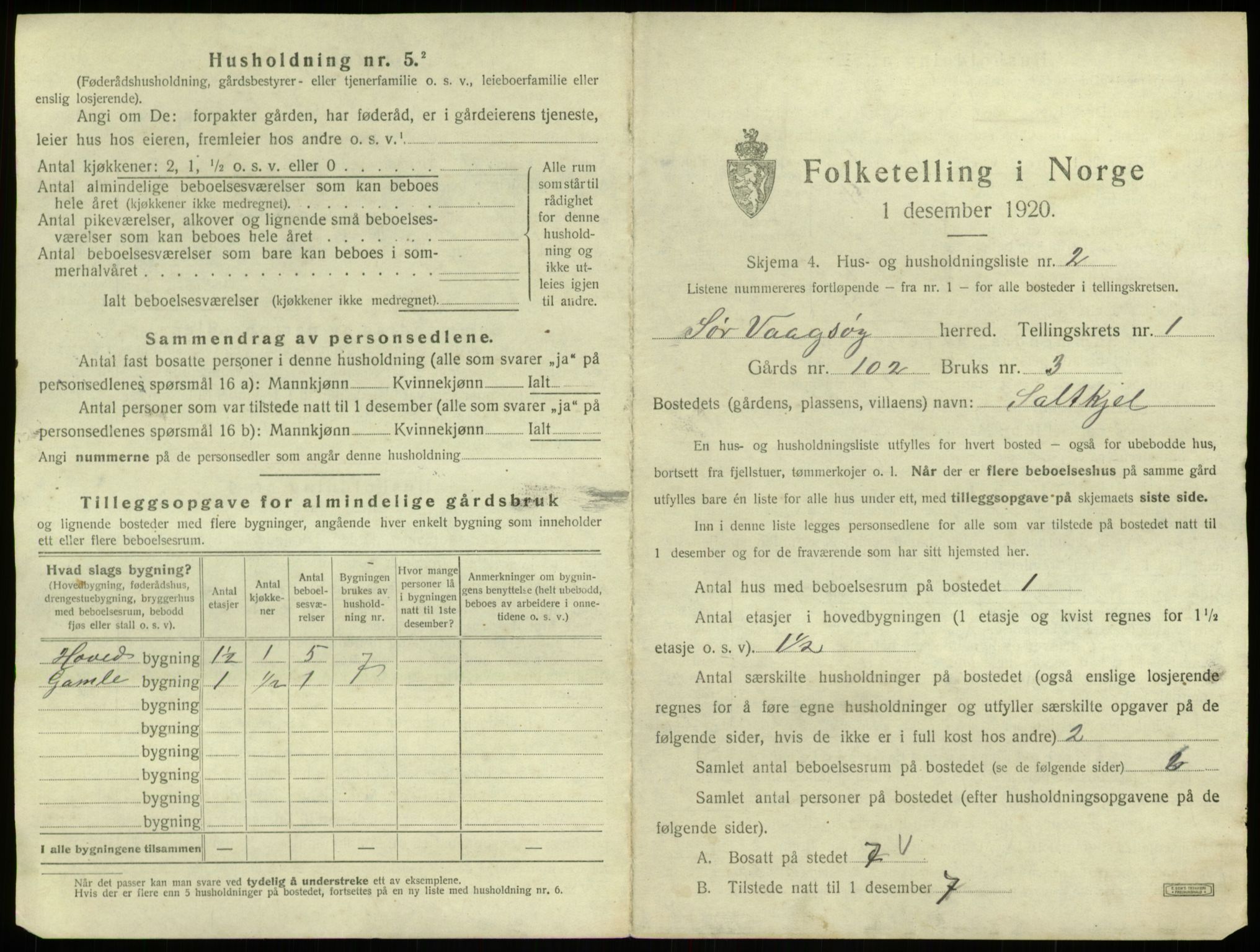 SAB, 1920 census for Sør-Vågsøy, 1920, p. 33