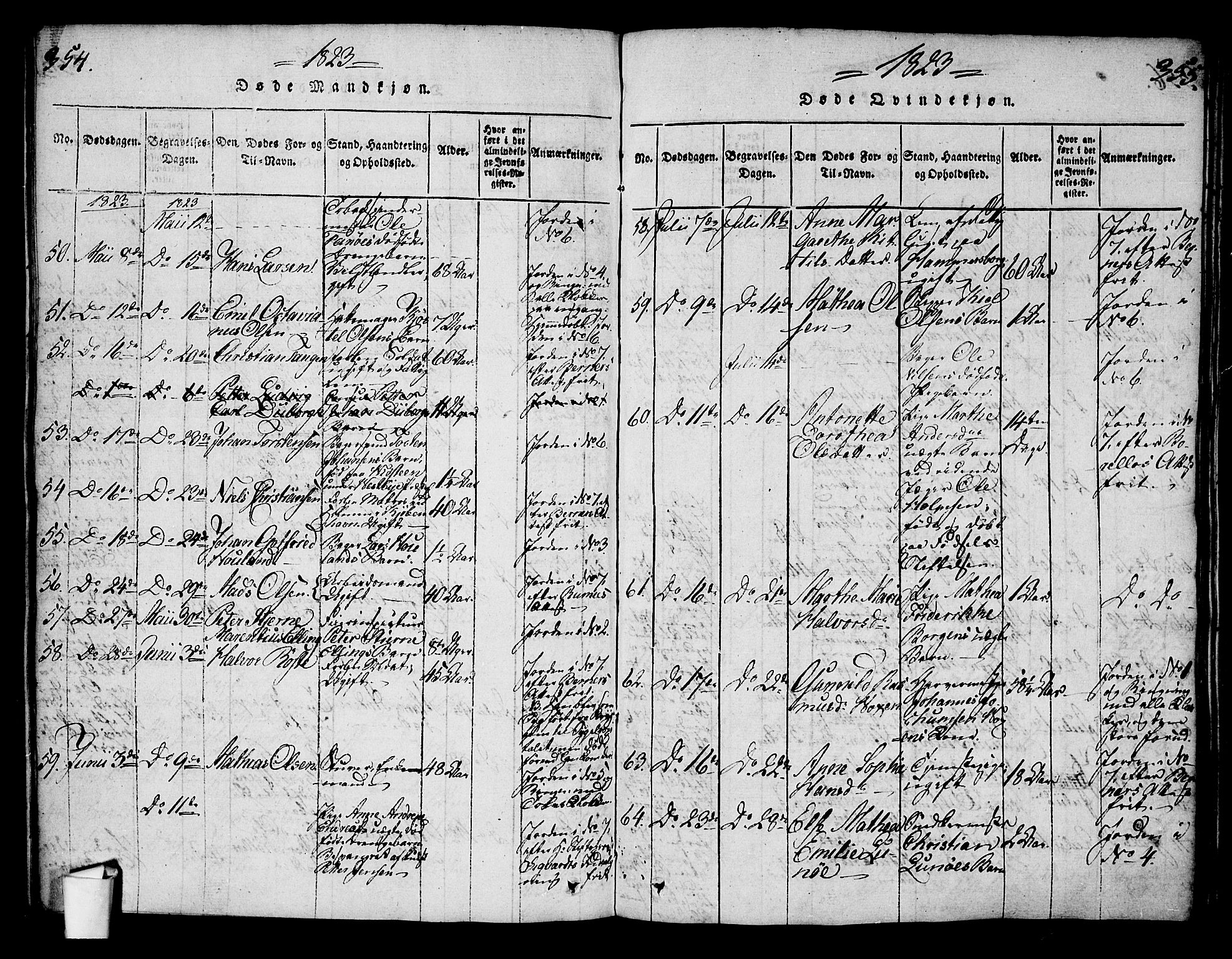 Oslo domkirke Kirkebøker, AV/SAO-A-10752/G/Ga/L0001: Parish register (copy) no. 1, 1817-1825, p. 354-355