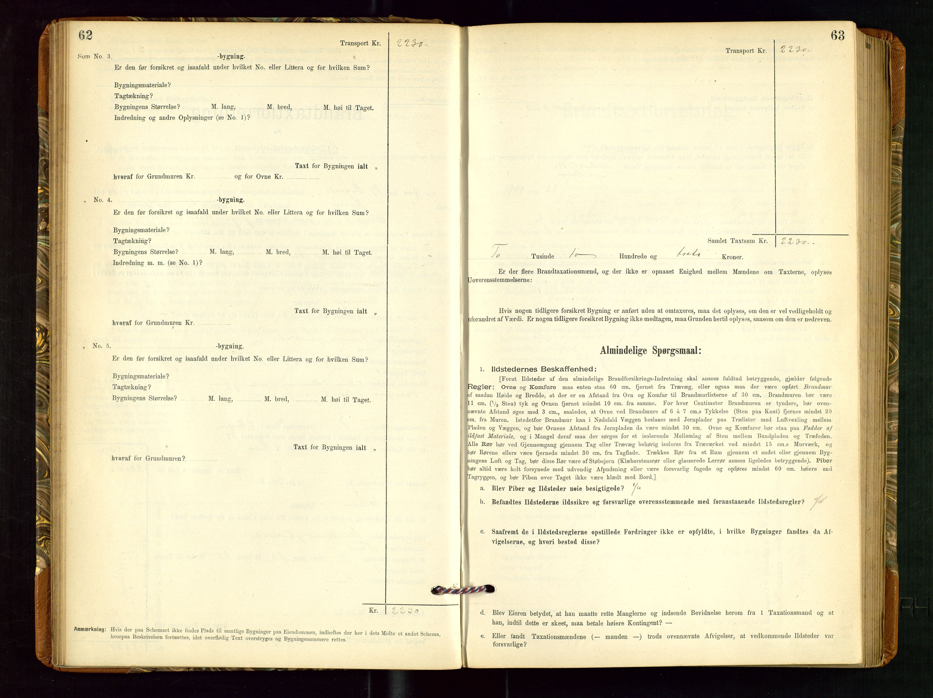 Torvestad lensmannskontor, SAST/A-100307/1/Gob/L0002: "Brandtakstprotokol for Lensmanden i Torvestad", 1900-1905, p. 62-63