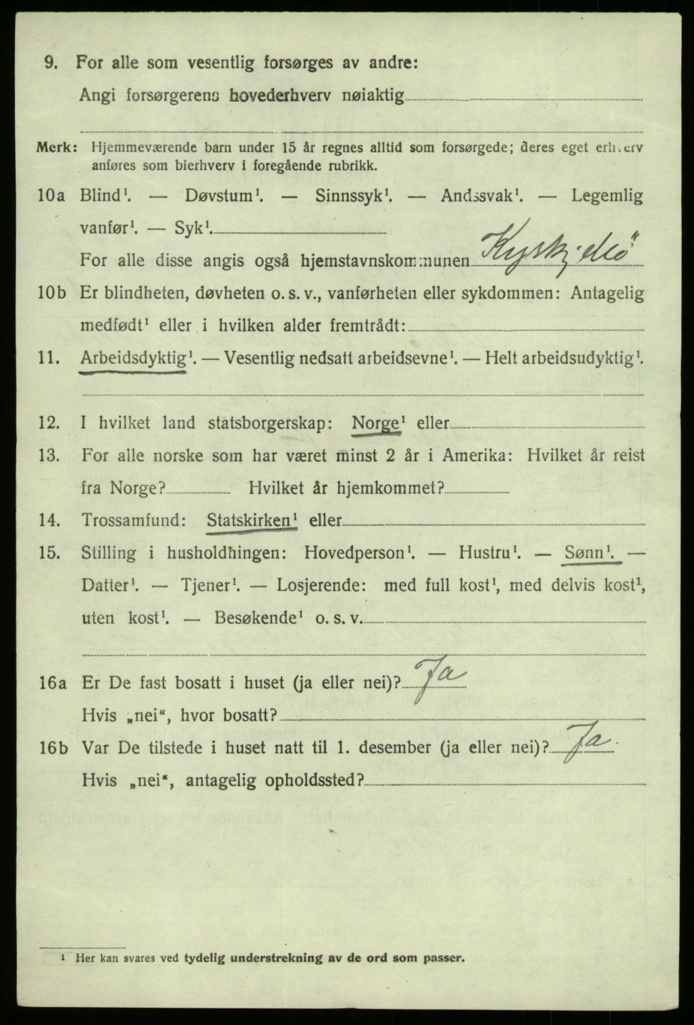 SAB, 1920 census for Kyrkjebø, 1920, p. 3458